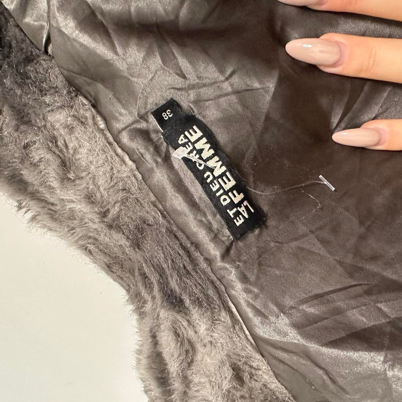 Grey fur coat