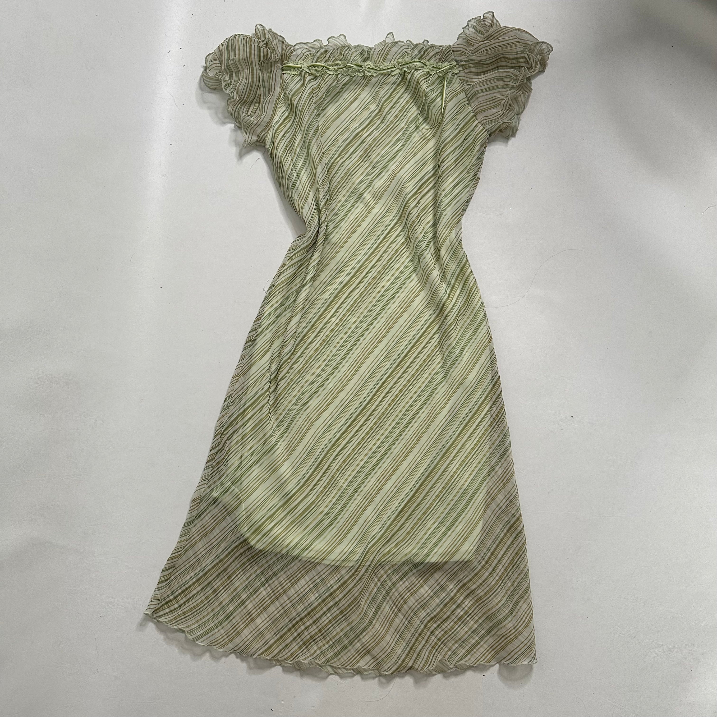 Green mesh overlay midi fairy dress