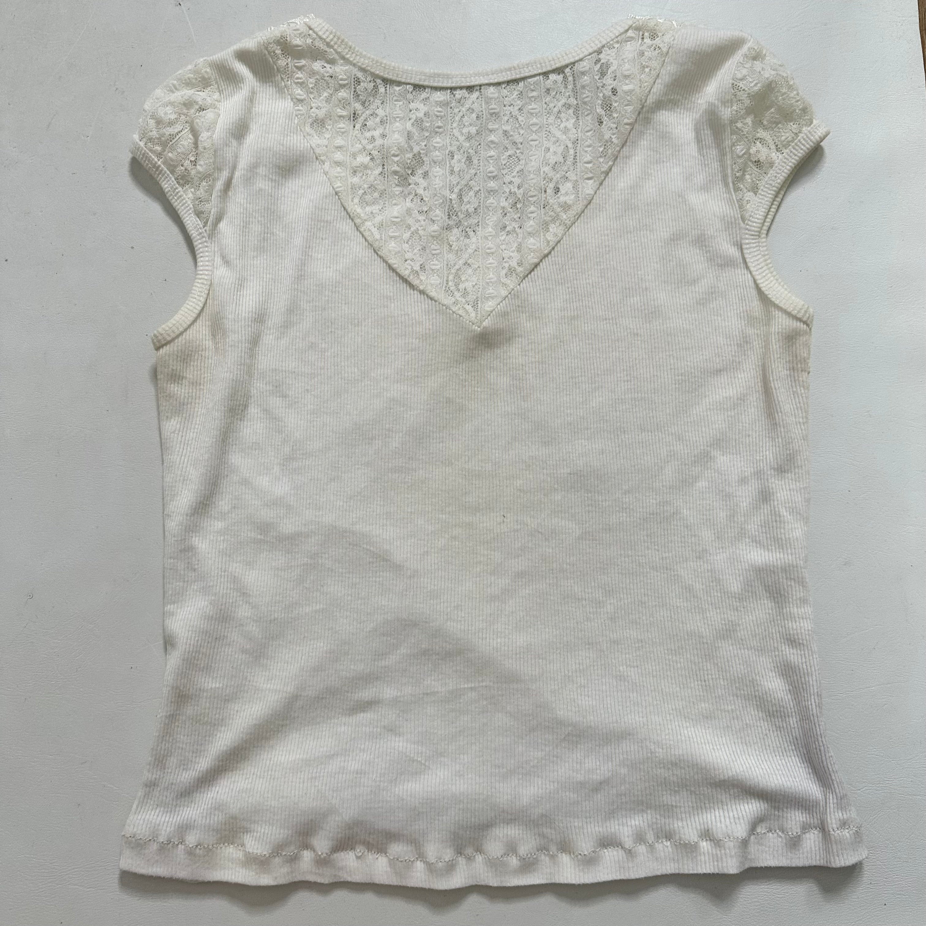 White lace sequin butterfly top