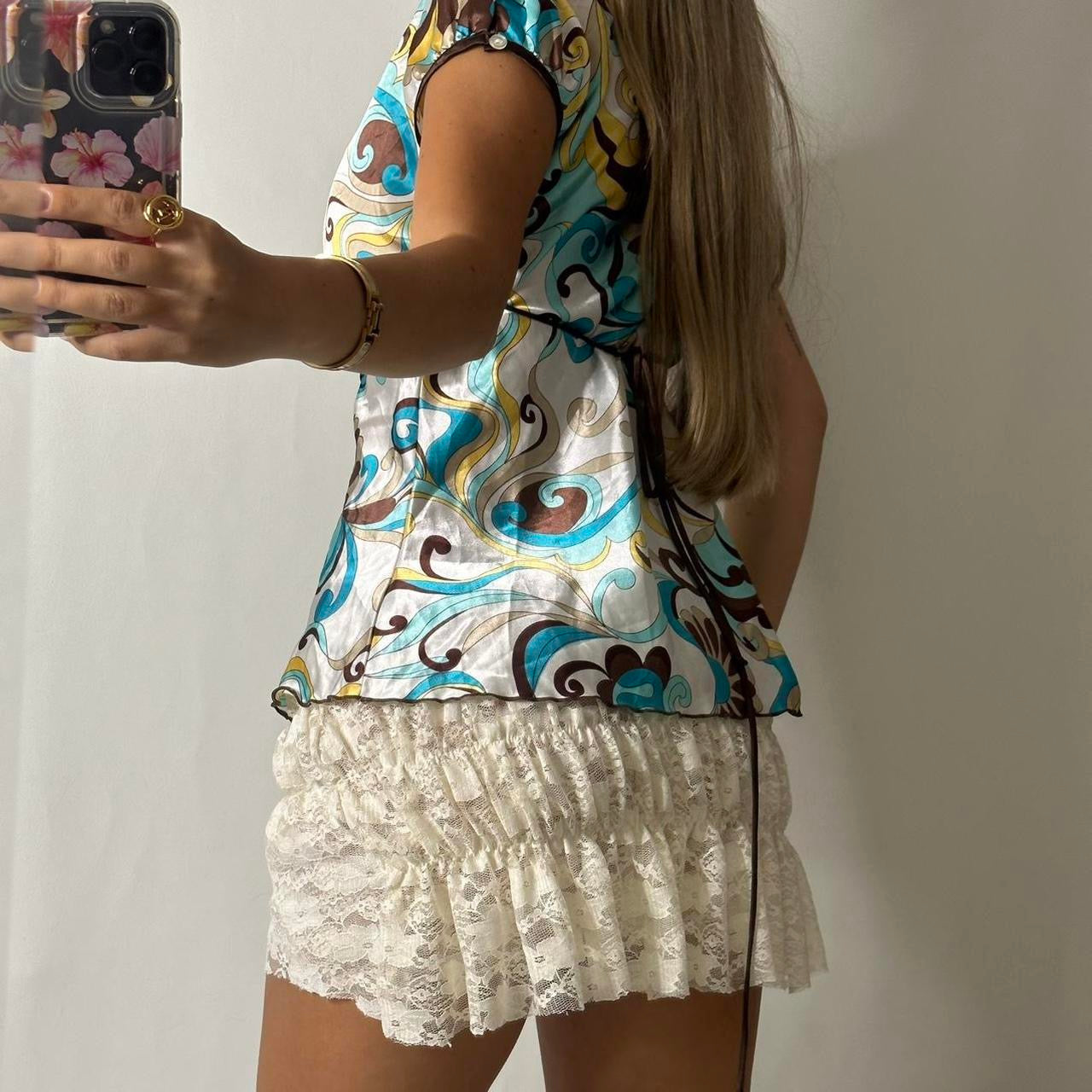 Satin top with tie waist