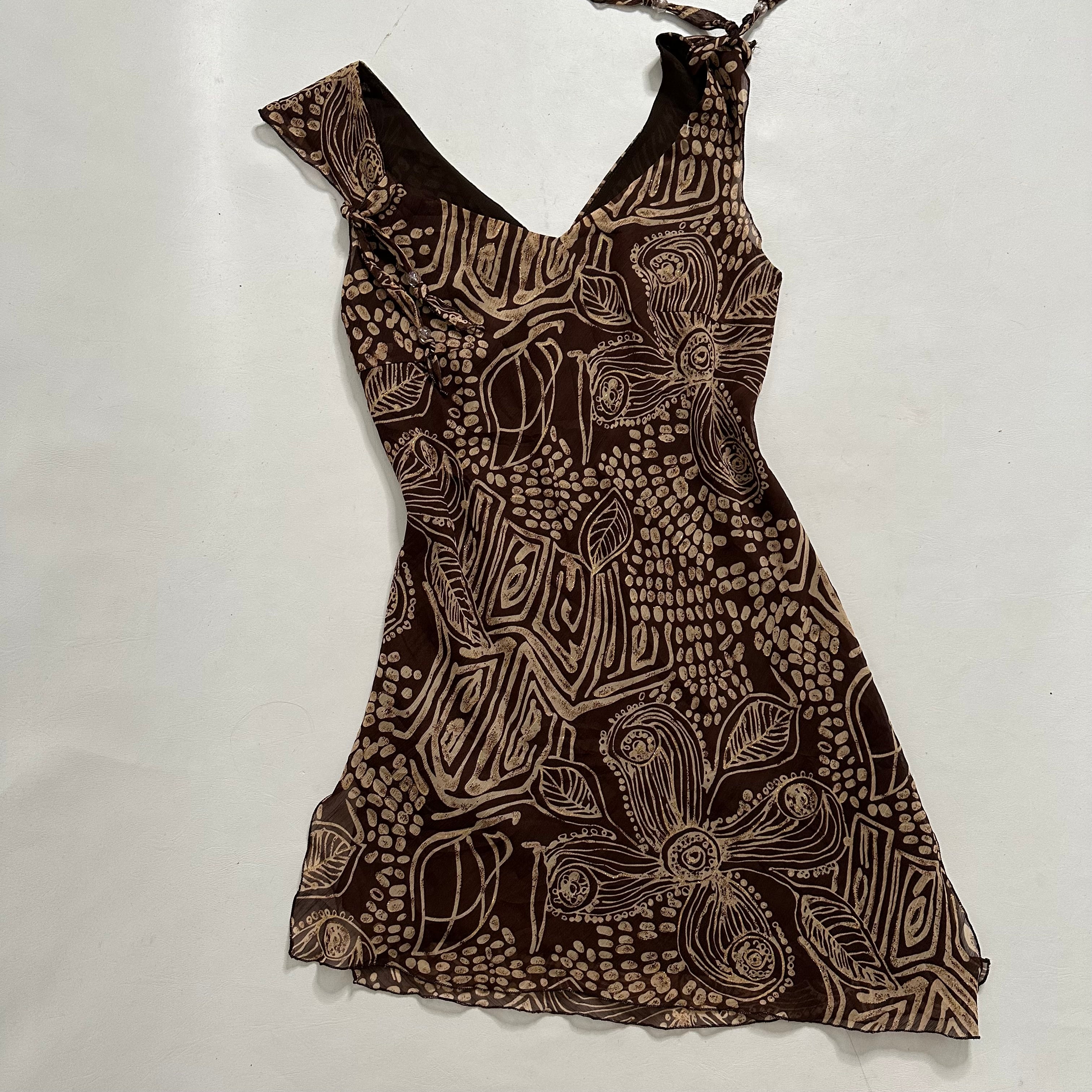 Brown floral print dress