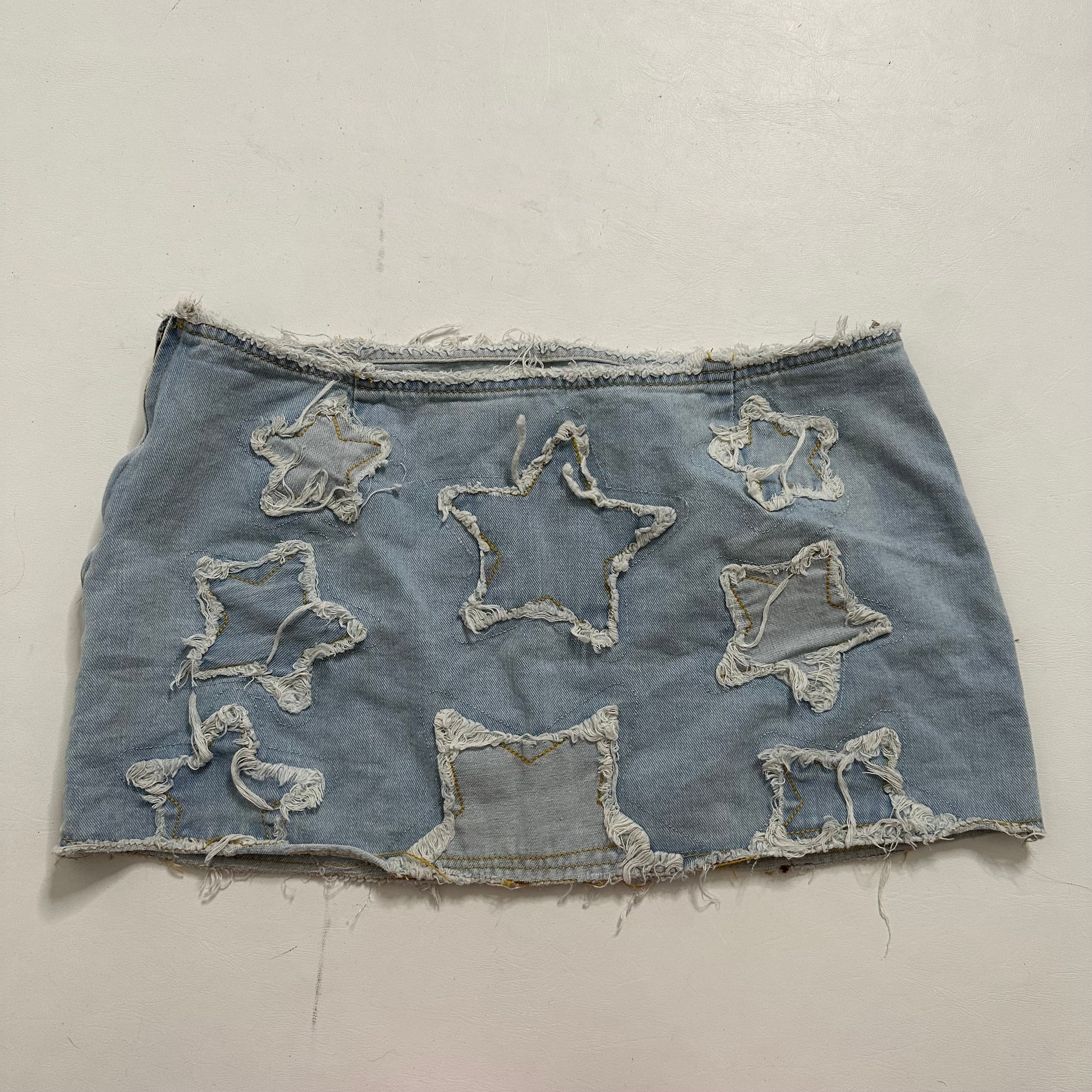 Star denim low rise mini skirt