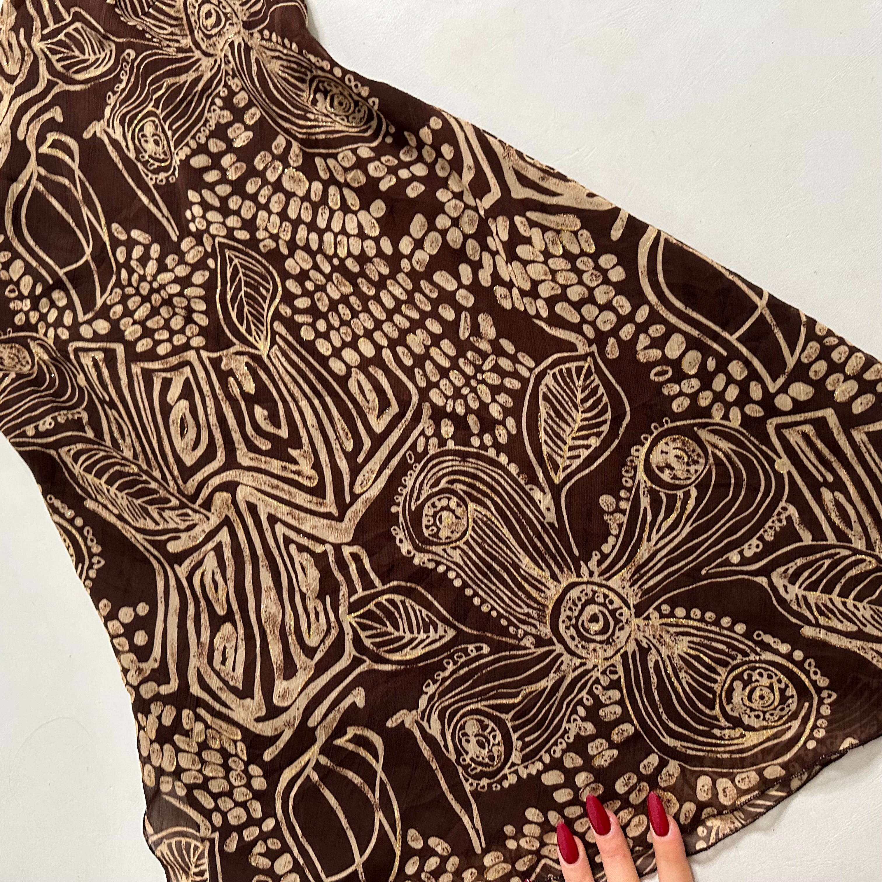 Brown floral print dress