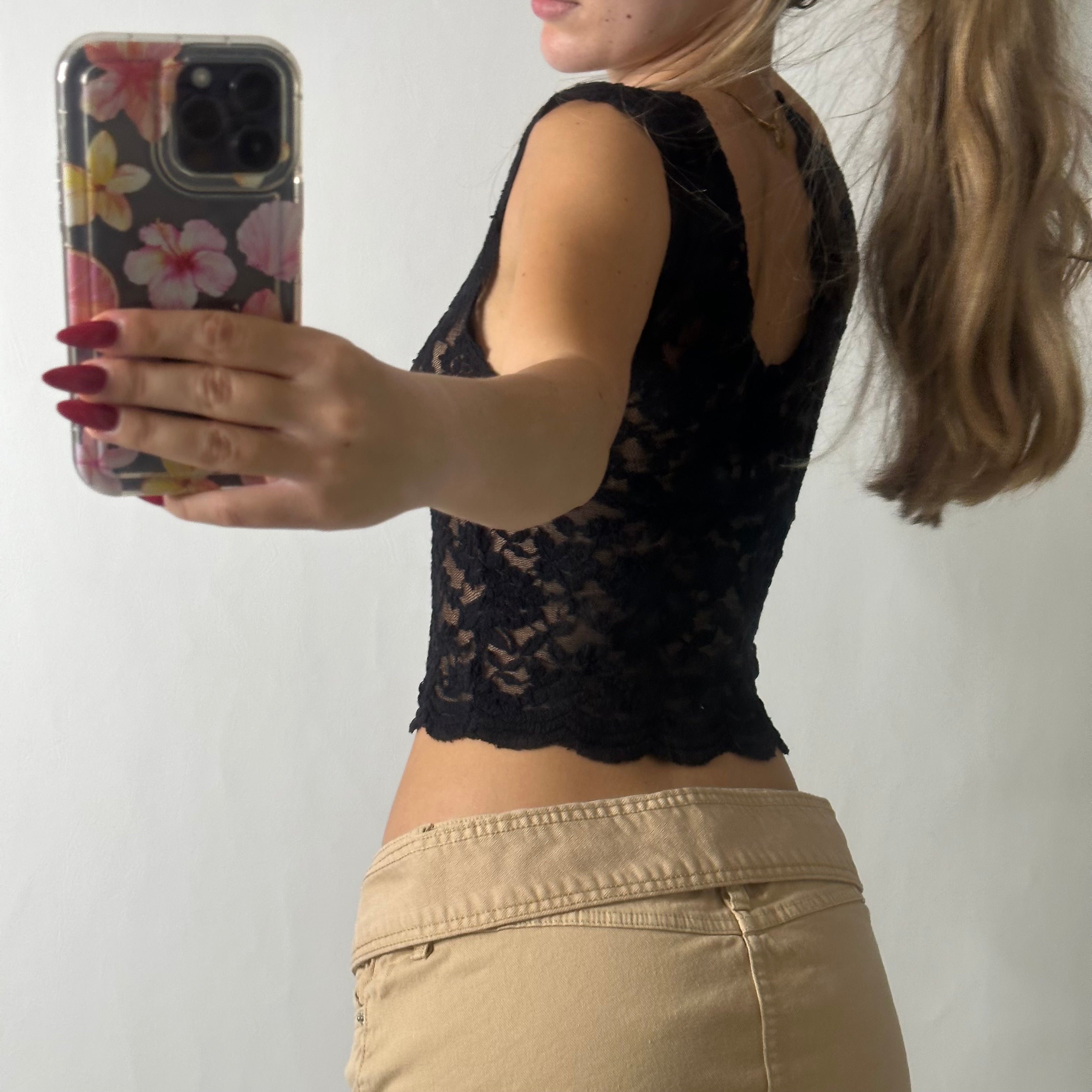 Black lace vest