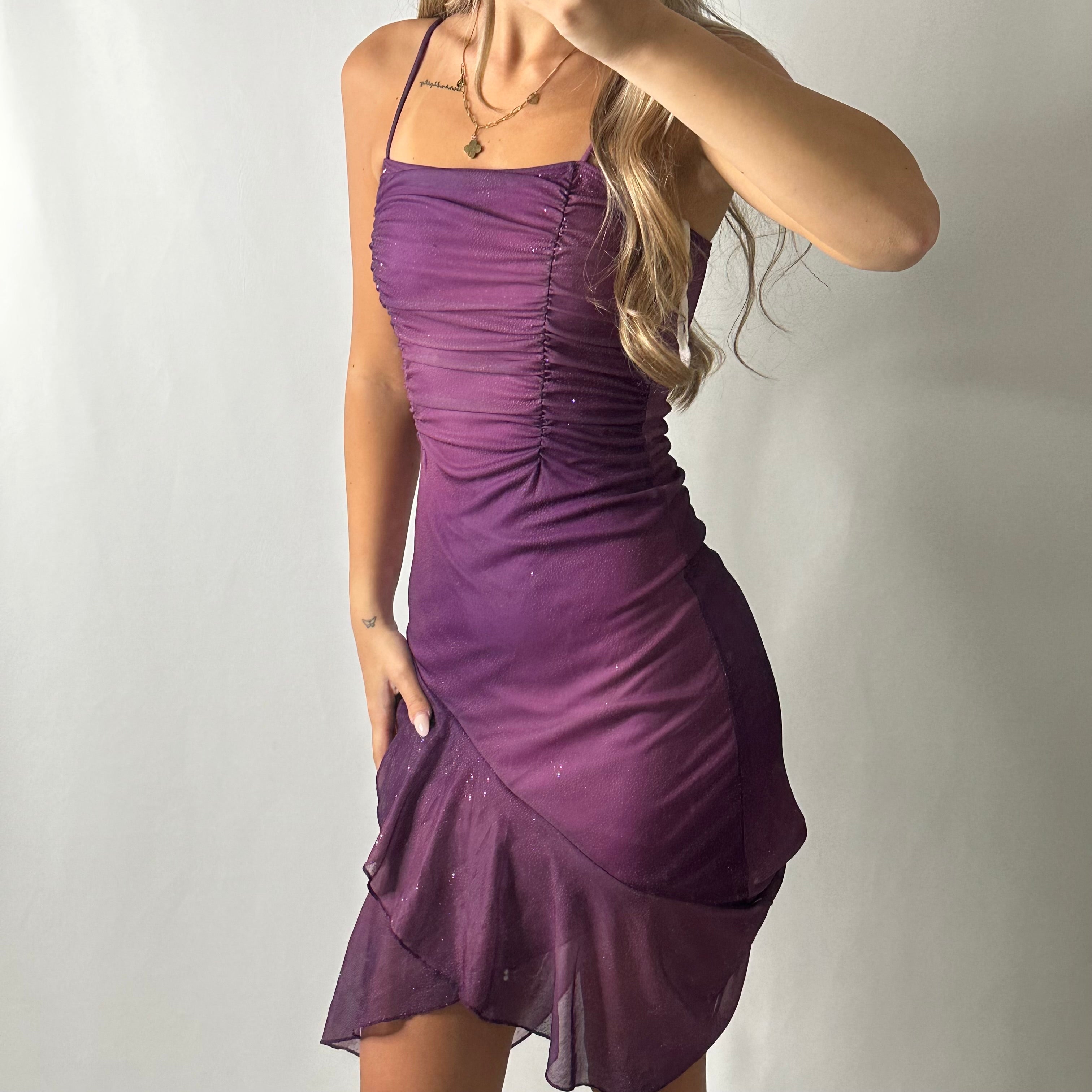 Purple mesh ruched fairy dress