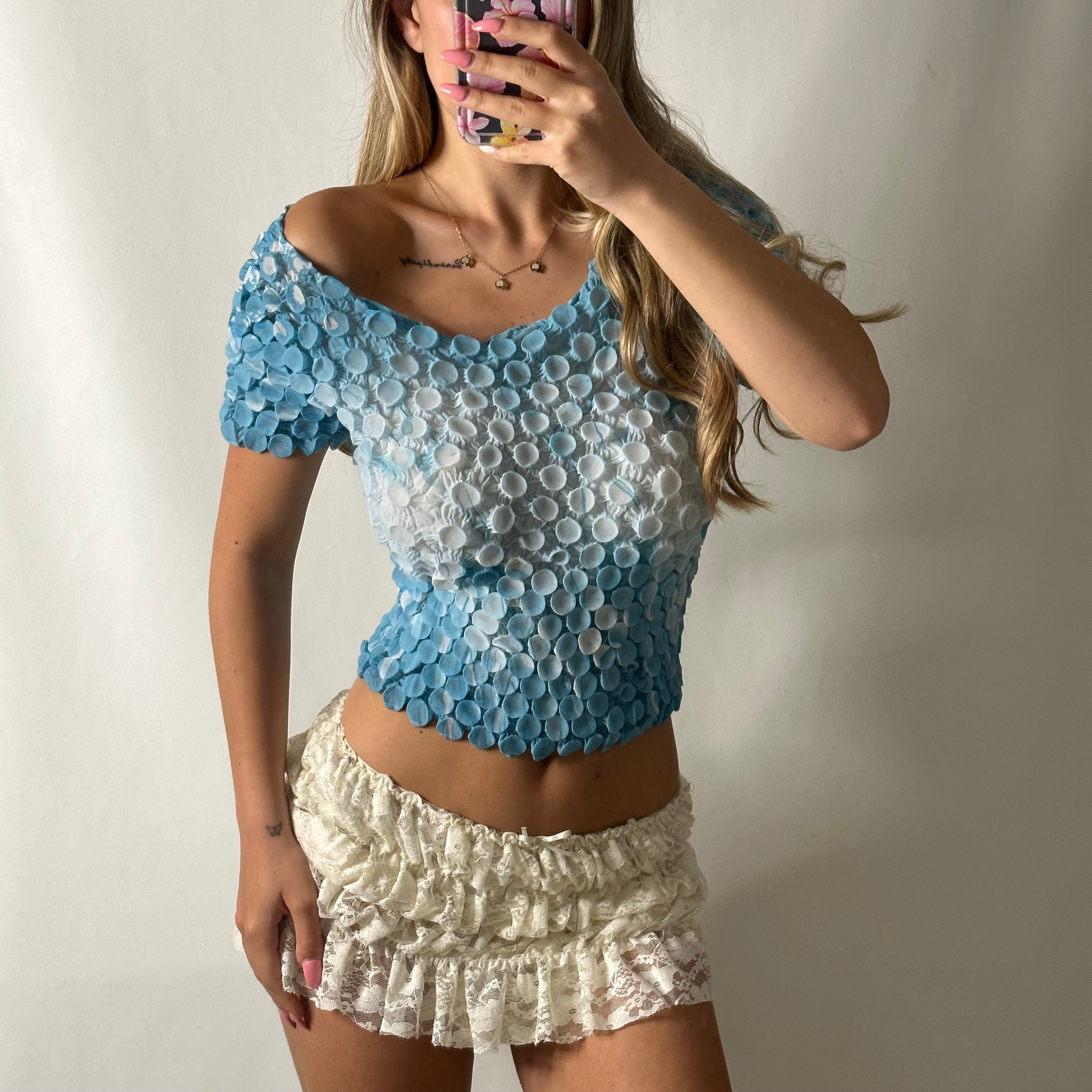 Blue unique texture top