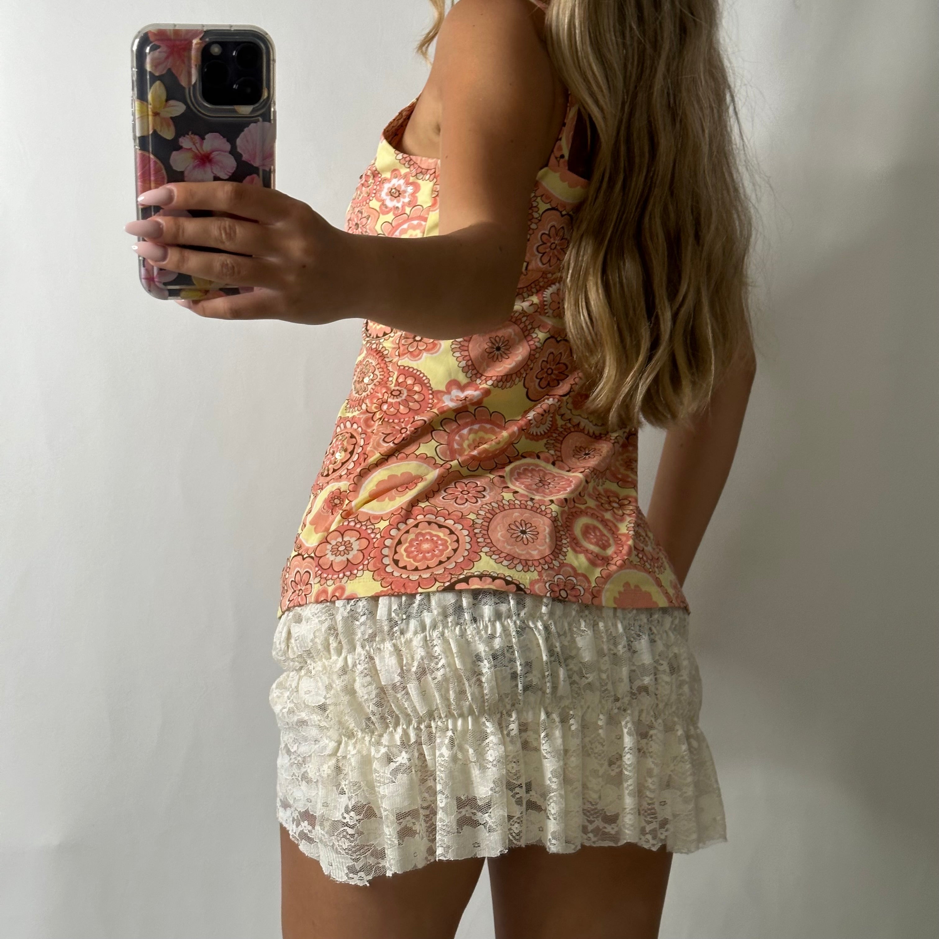 Pink floral cami top