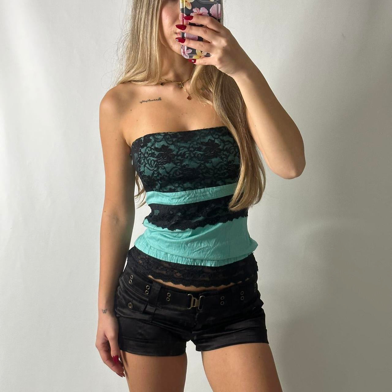 Italian vintage lace blue bandeau