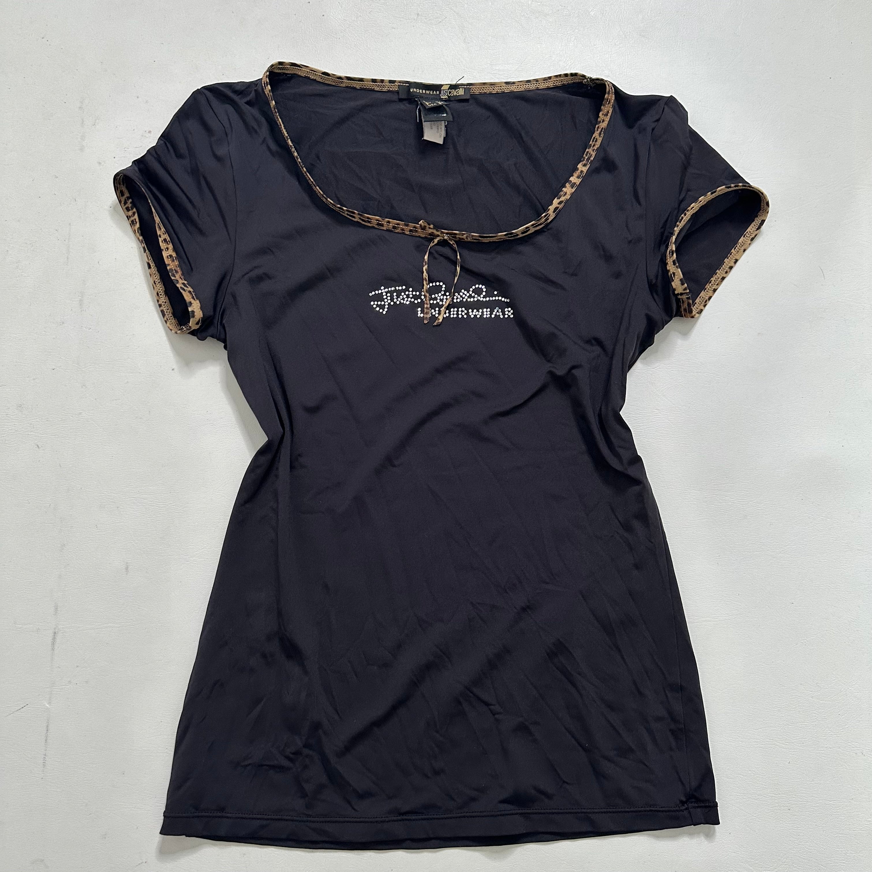 Roberto Cavalli leopard rhinestone baby tee