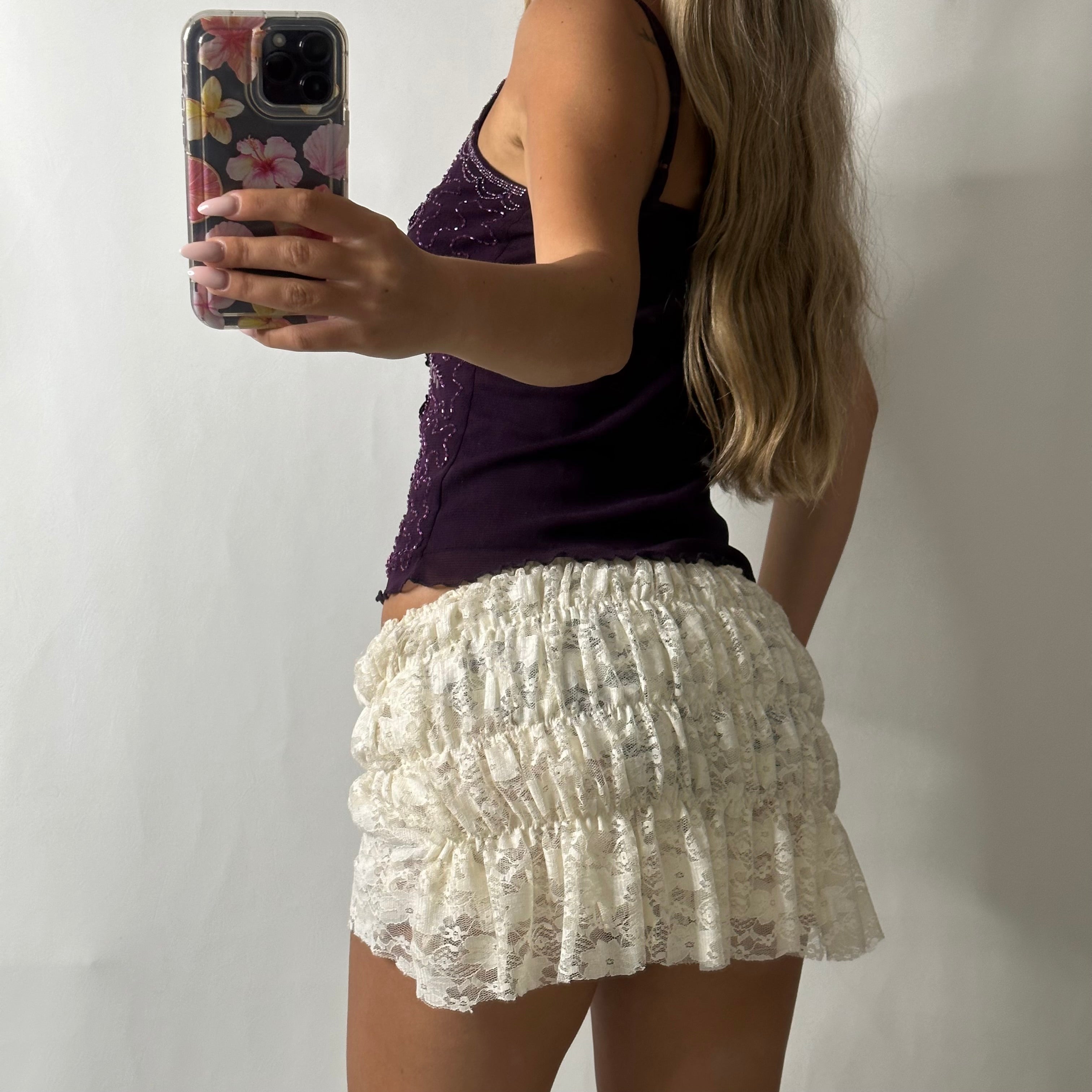 Purple mesh sequin beaded top
