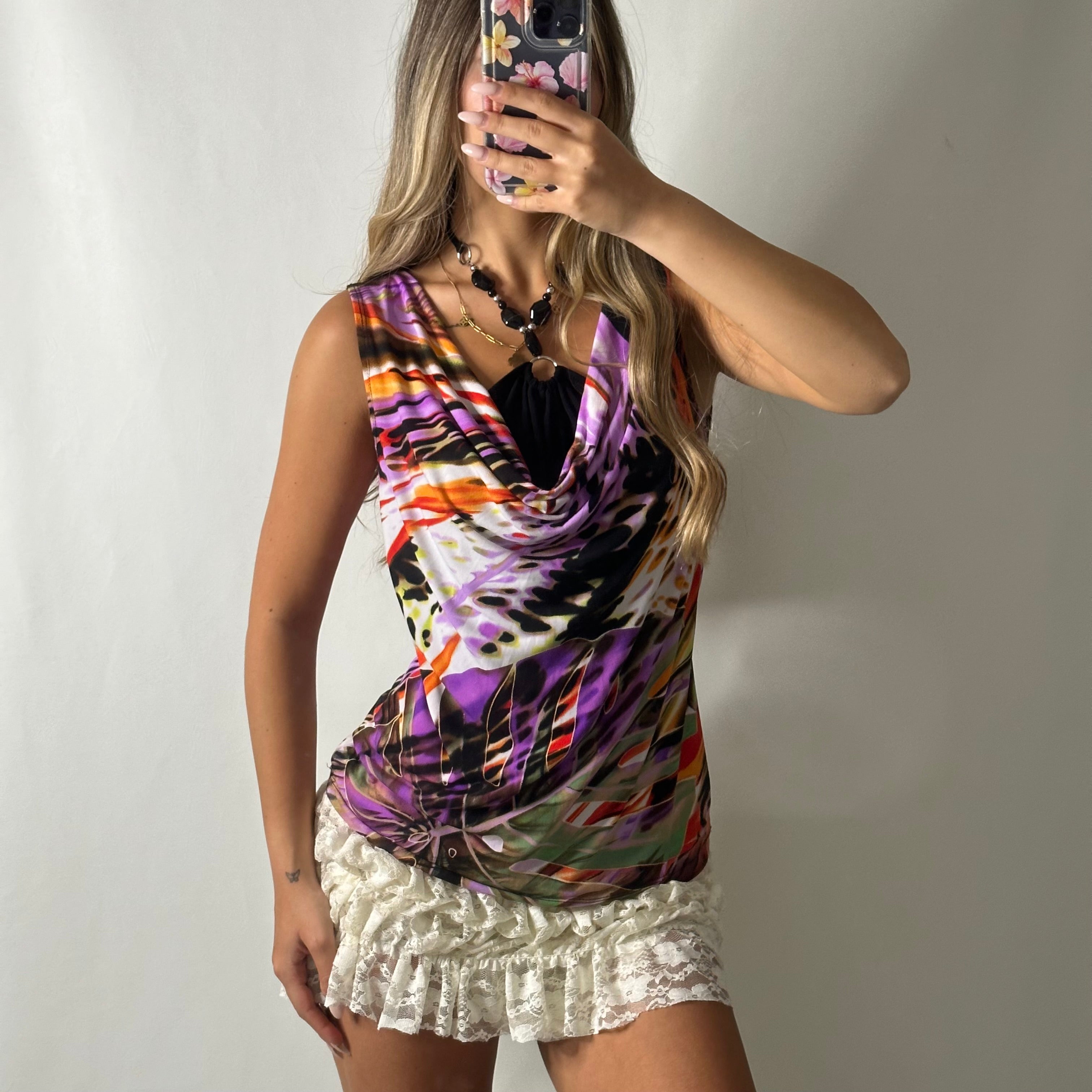 Cowl top with built in halter top