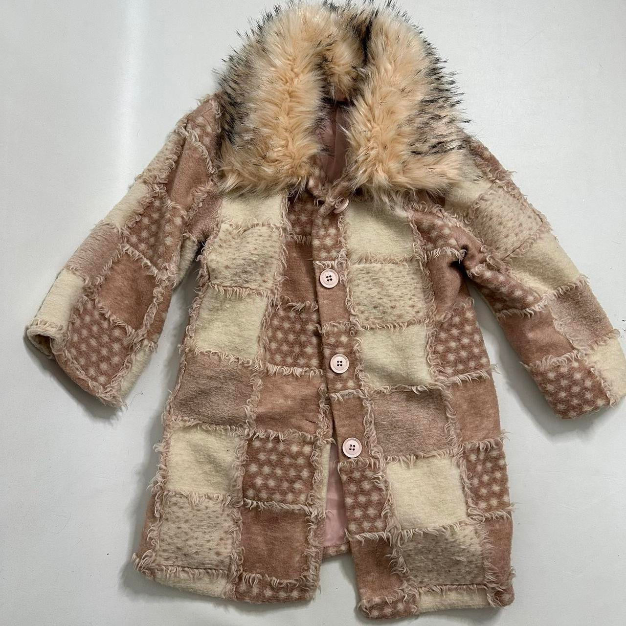 Italian Vintage pink fur patchwork coat