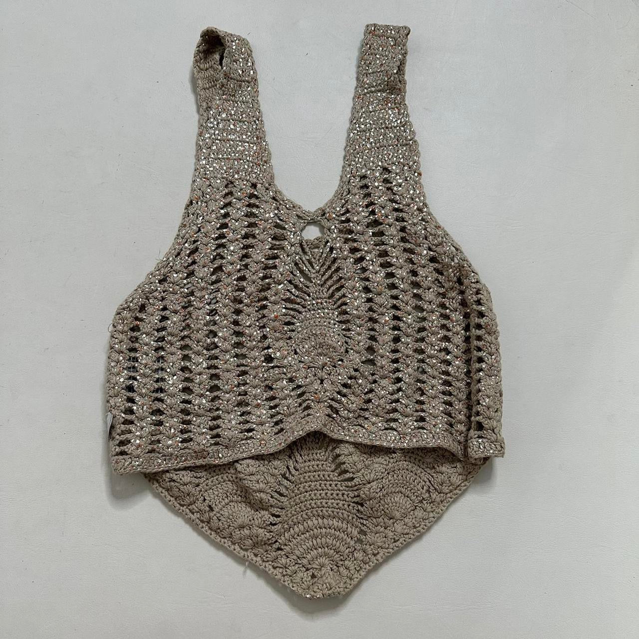 Metallic knit crop