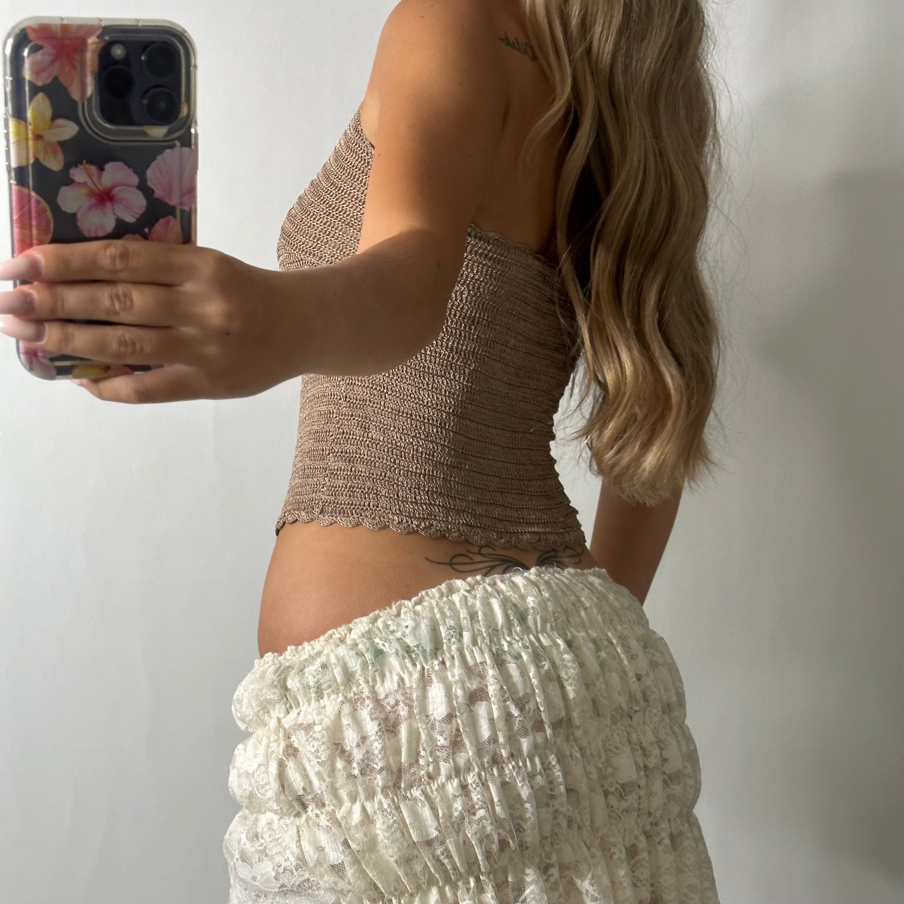 Brown crochet halter top