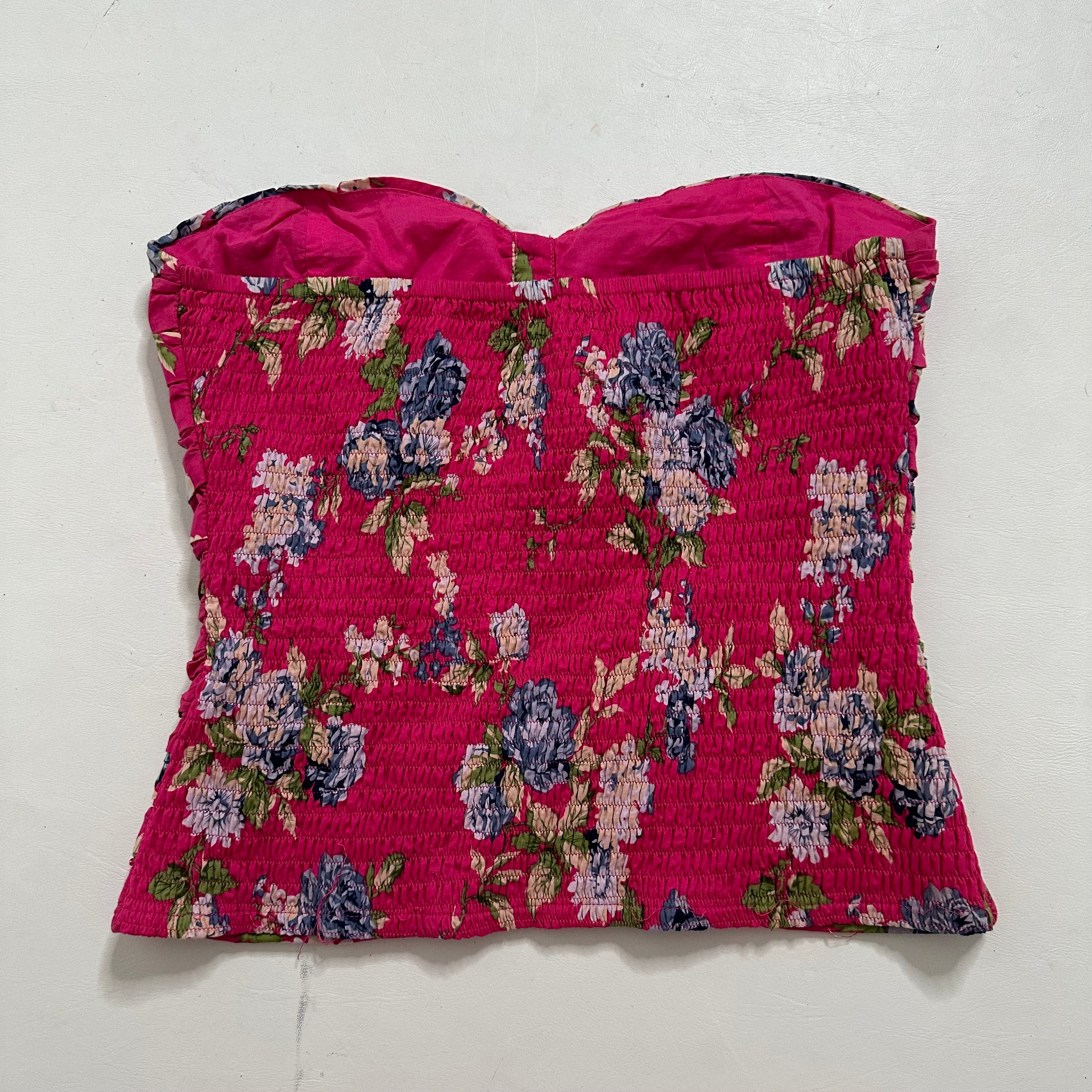 Jane Norman strapless ruched floral corset