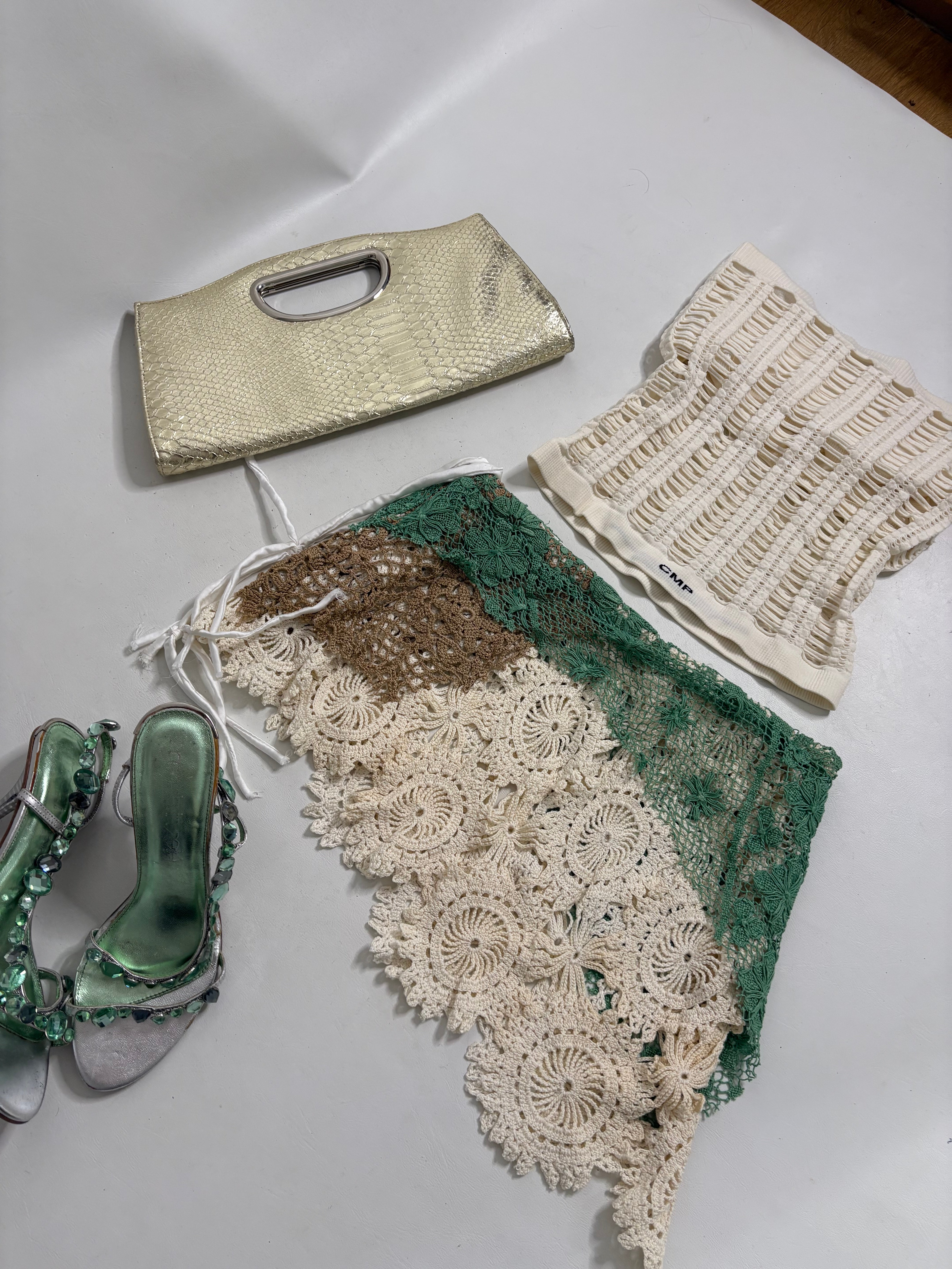 Past Gems crochet low rise mini skirt/ cover up