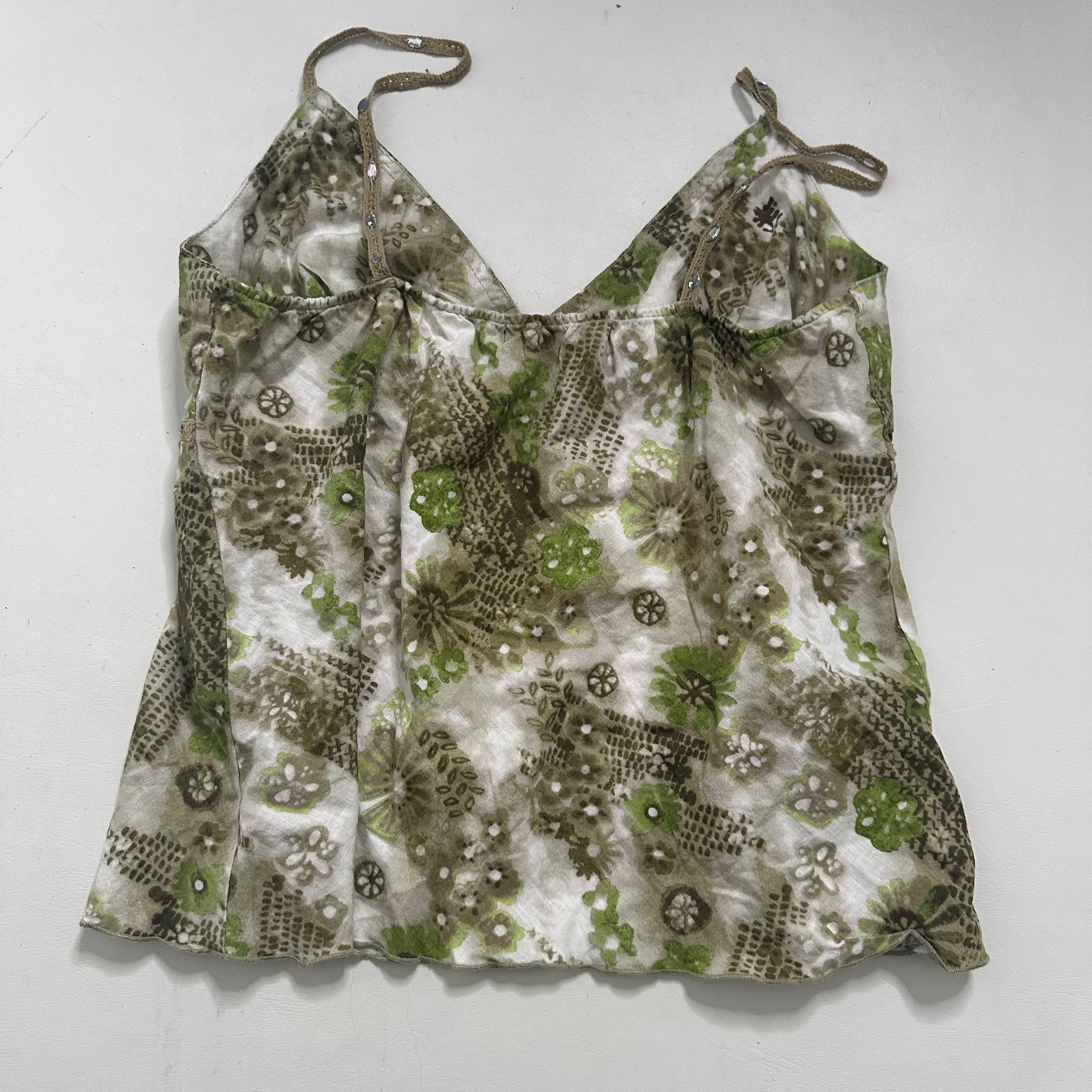 Green floral sequin cami