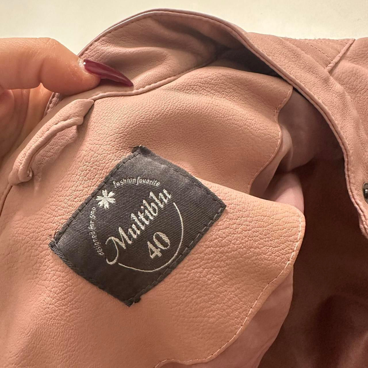 Faux leather pink moto jacket