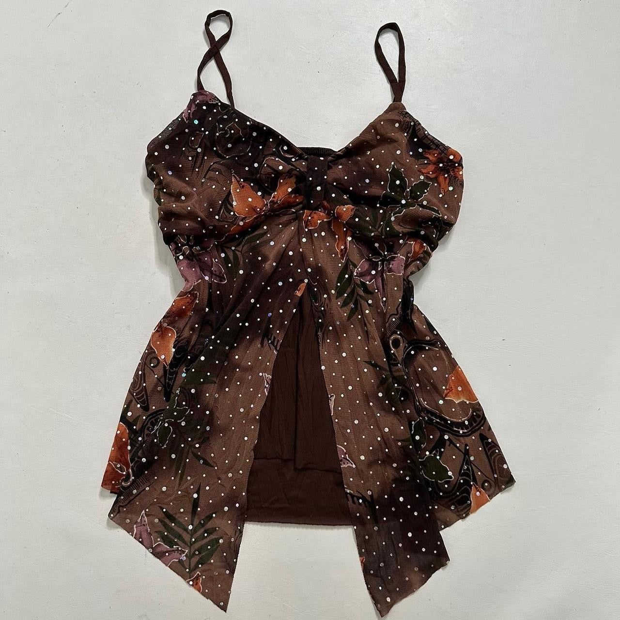 French vintage Made in France brown glittery cami