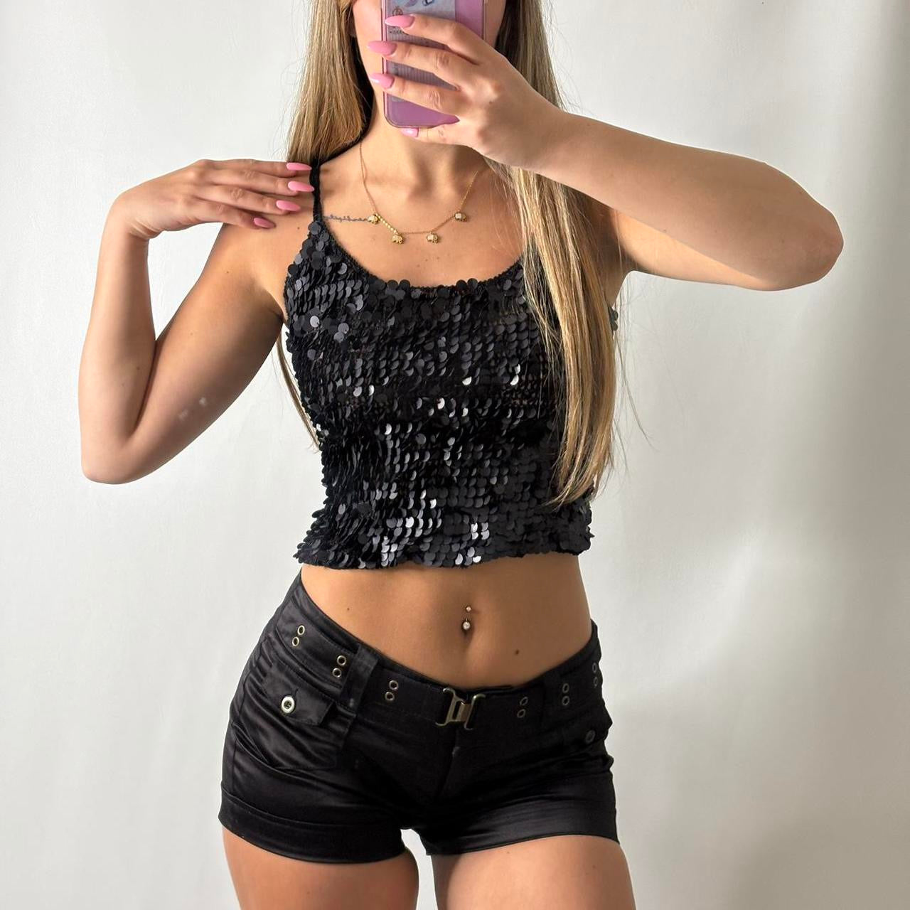 Crochet sequin cami