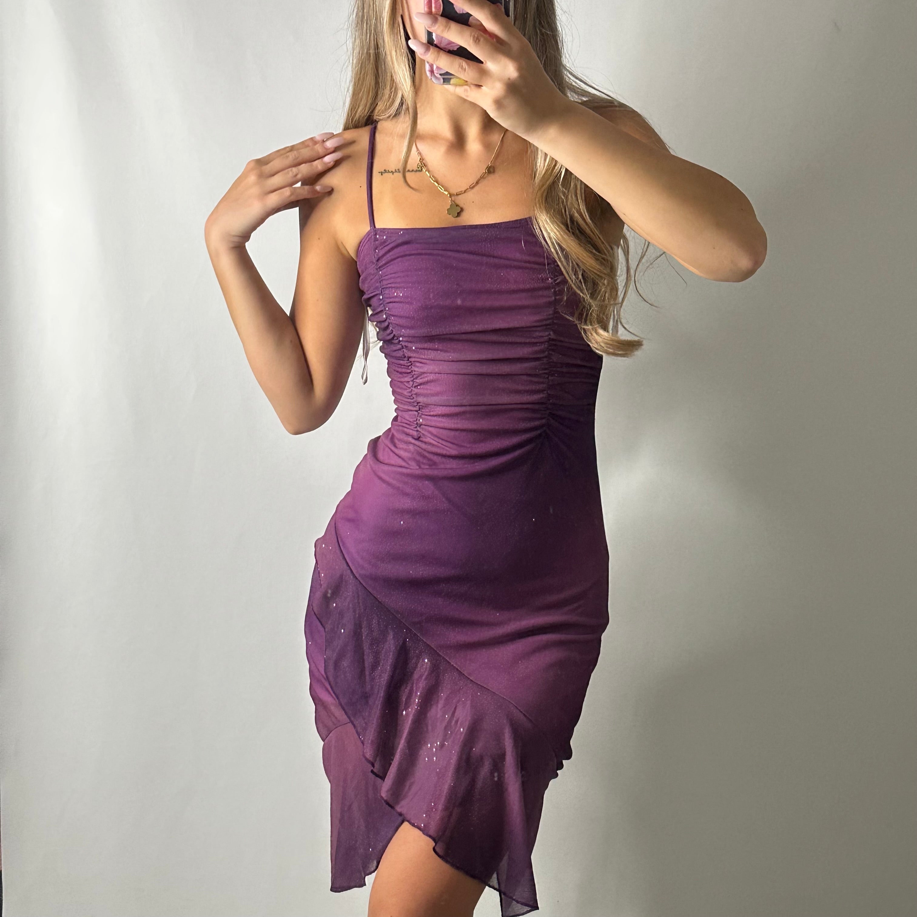 Purple mesh ruched fairy dress
