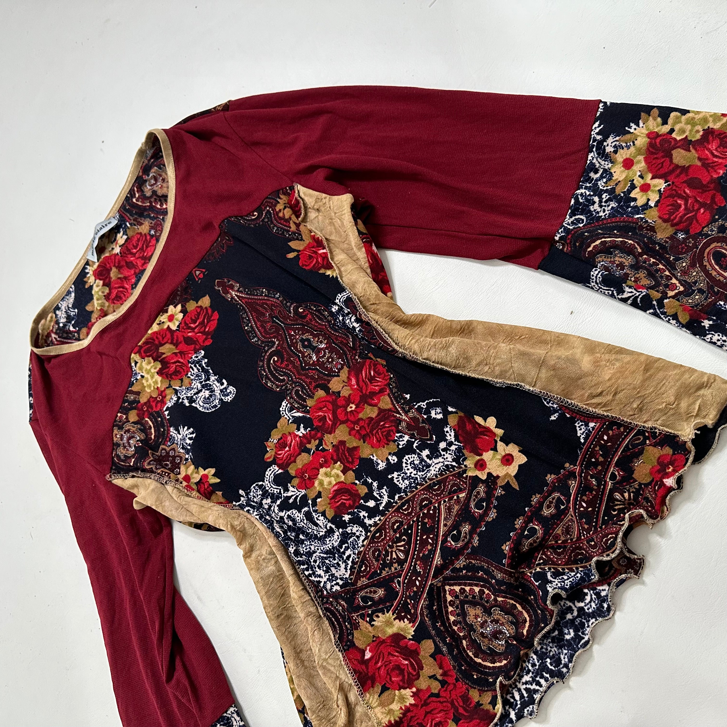 Graphic mesh flared print top