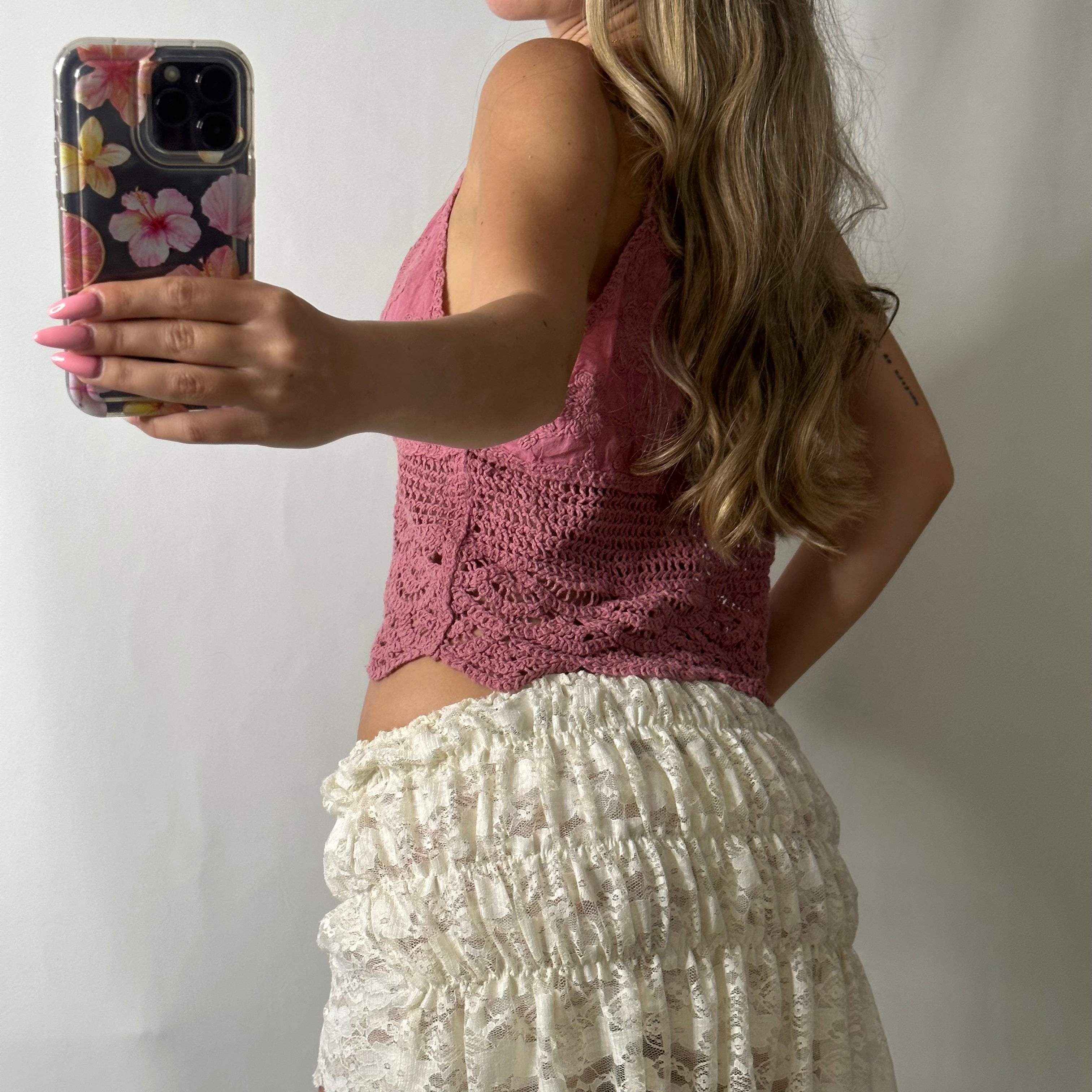 Crochet pink cami top