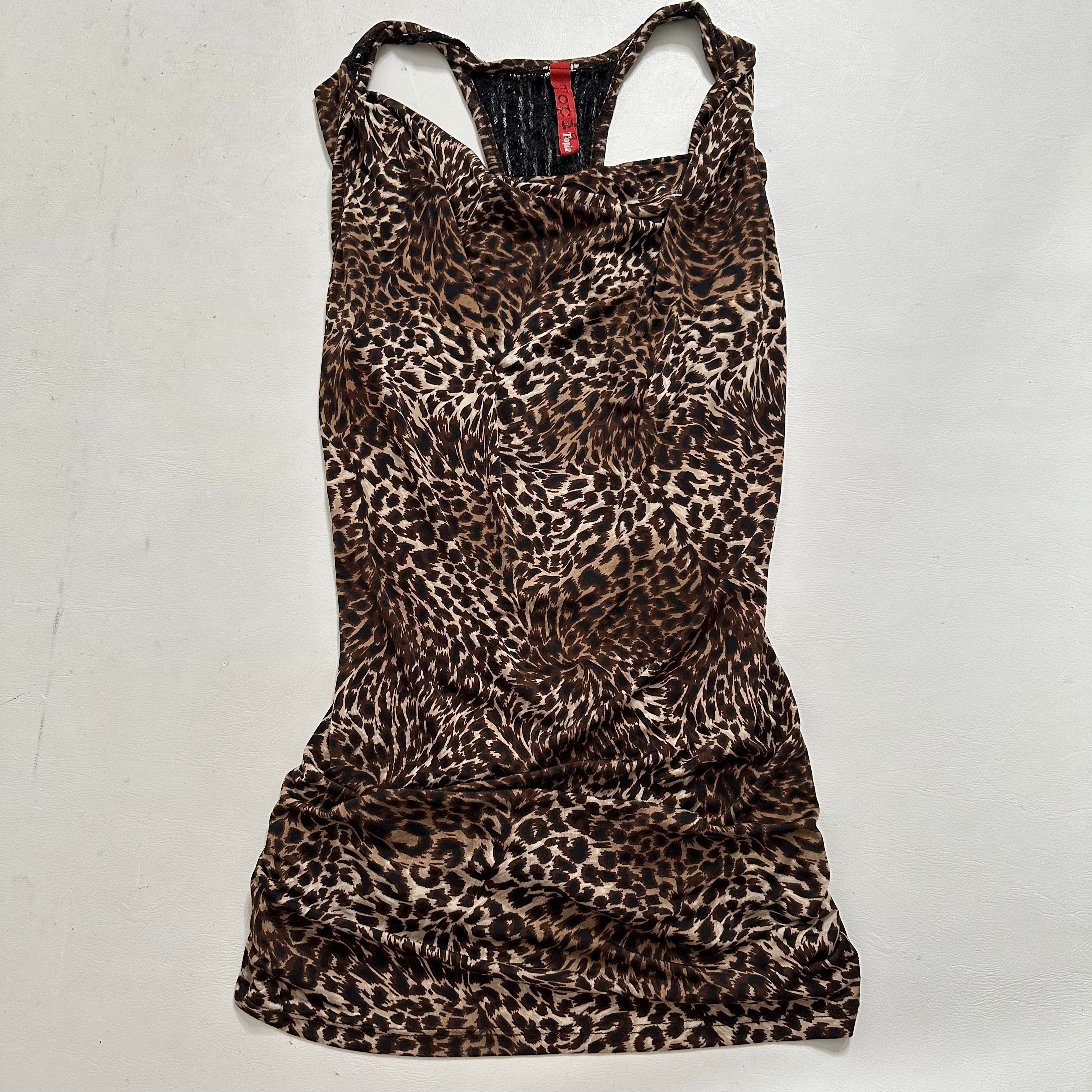 Cowl neck leopard top