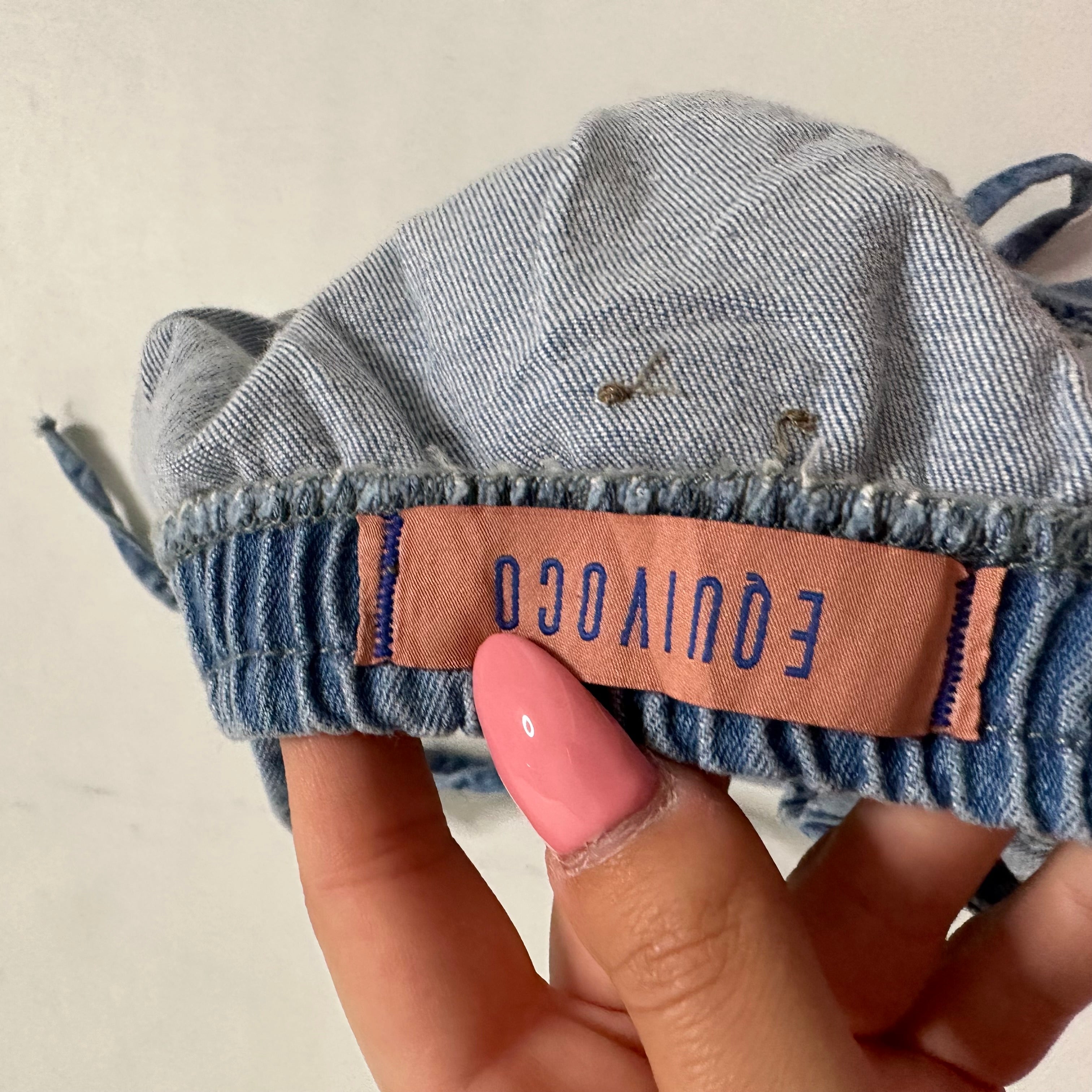 Denim crop top with bow tie straps