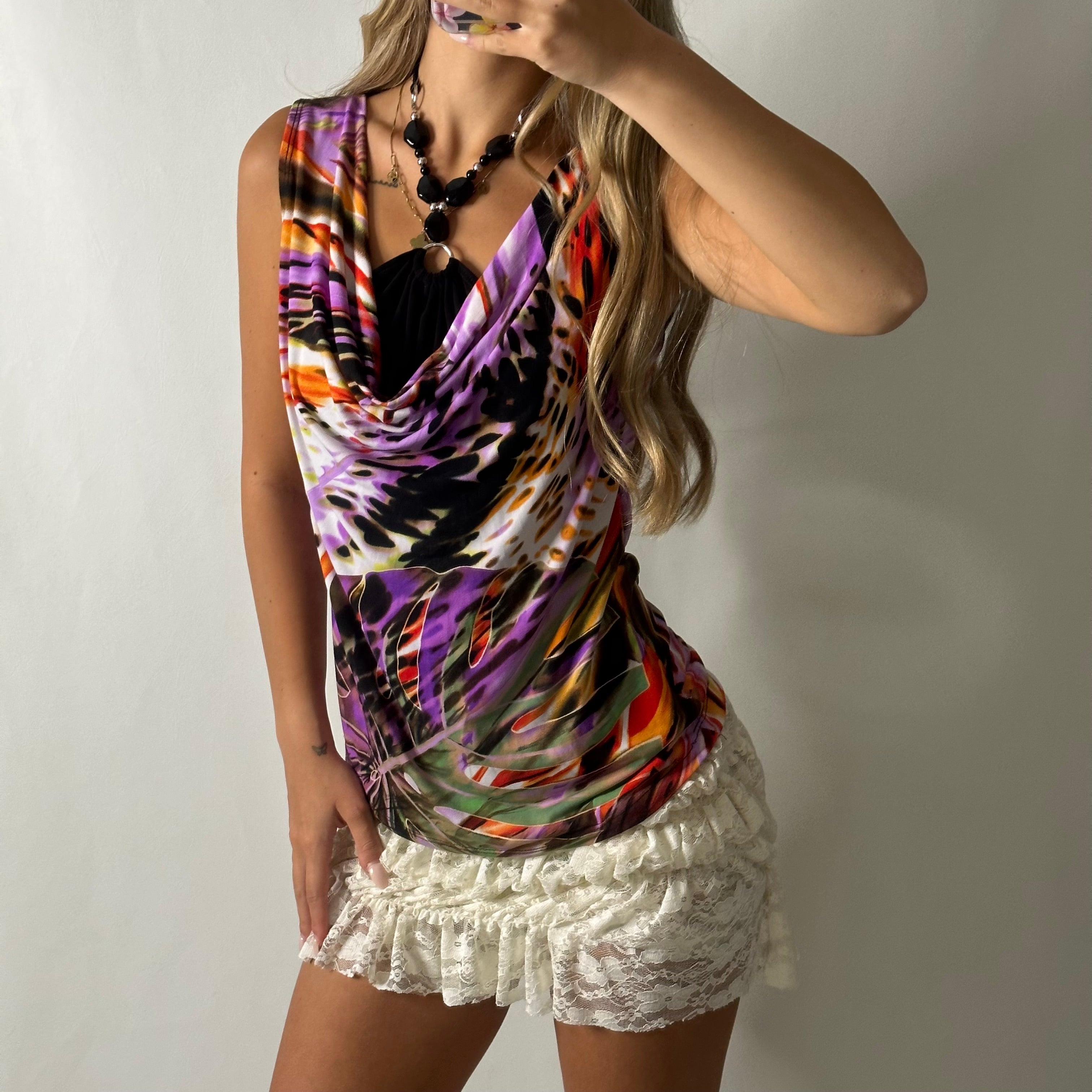 Cowl top with built in halter top