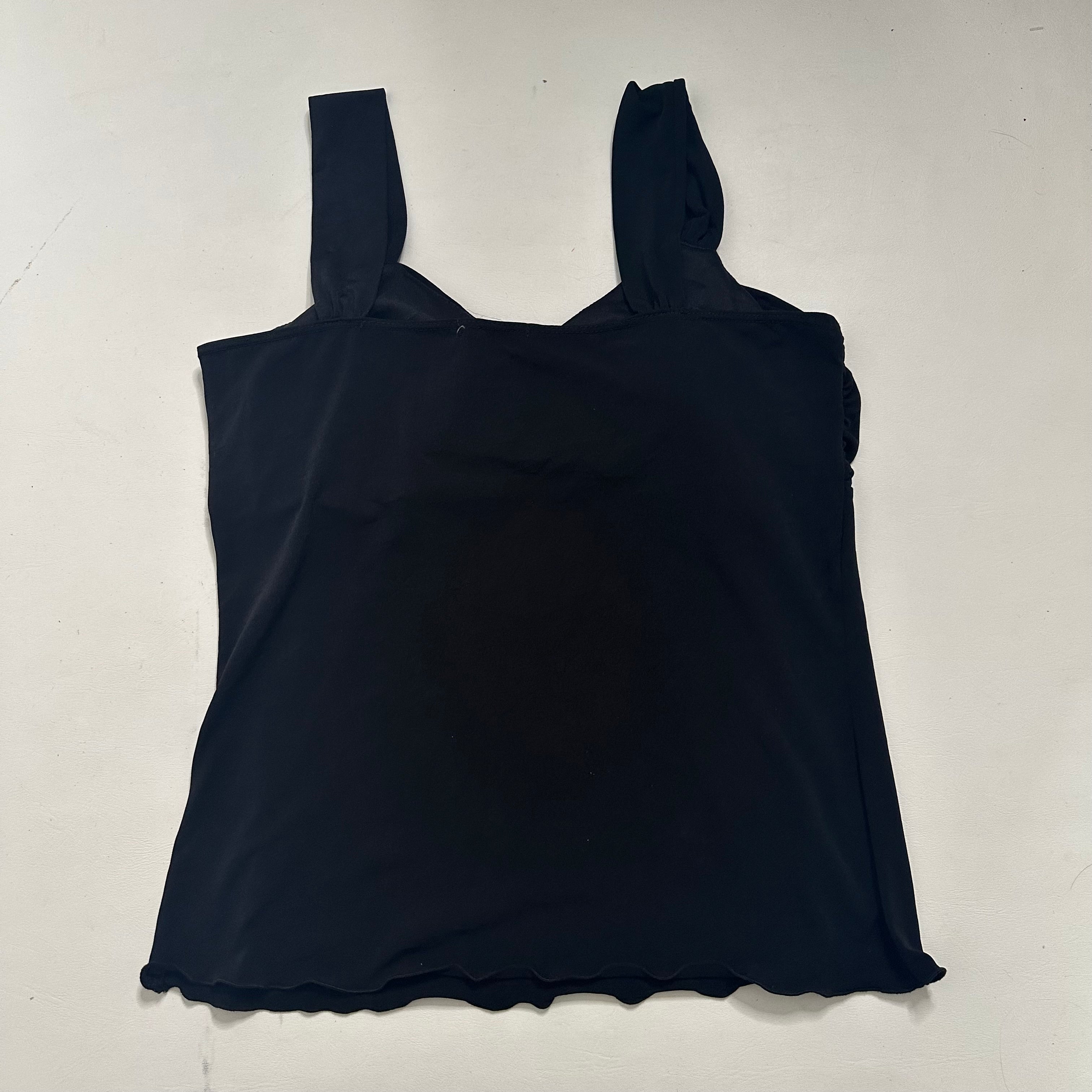 Ruched cami top with diamond button