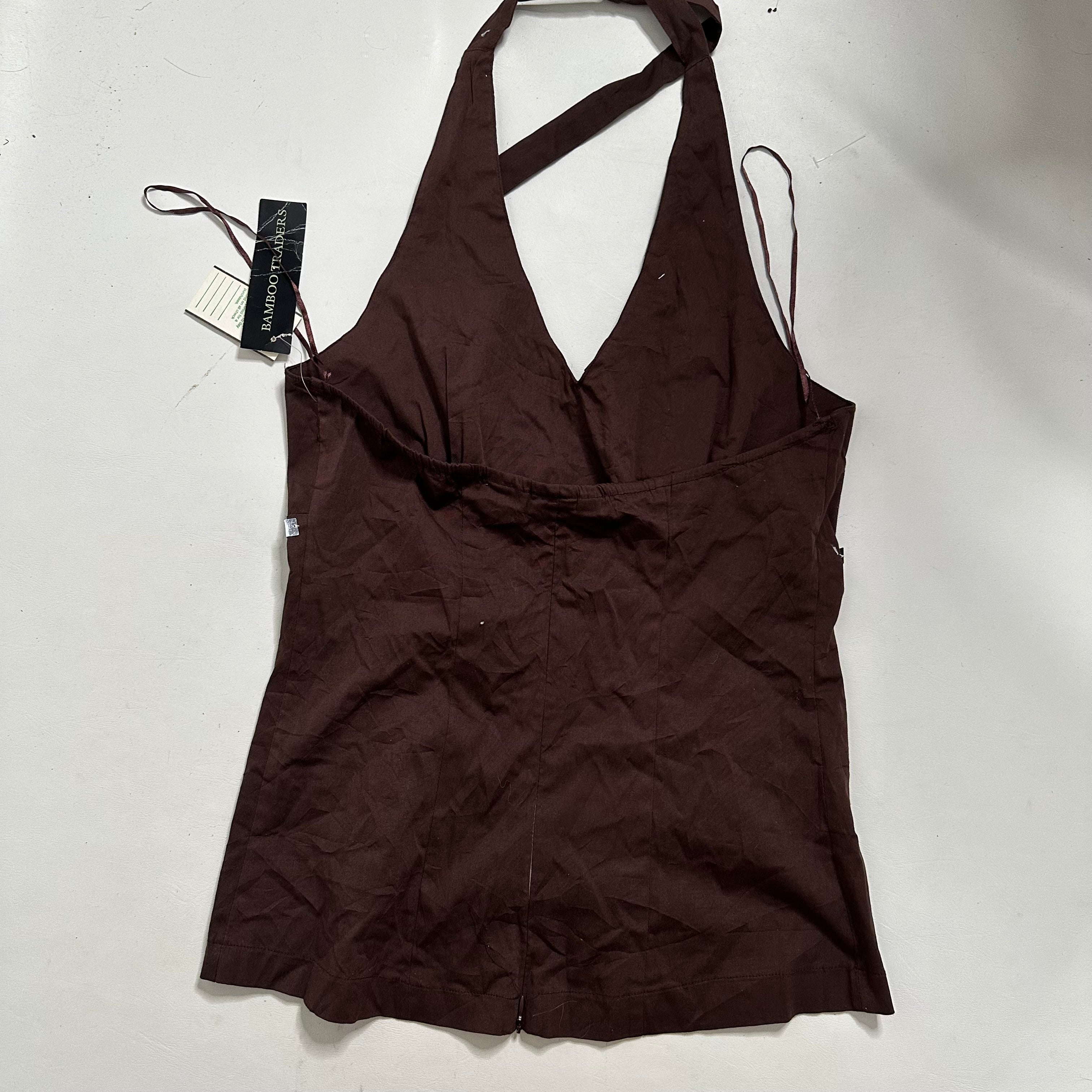 Brown sequin halter top