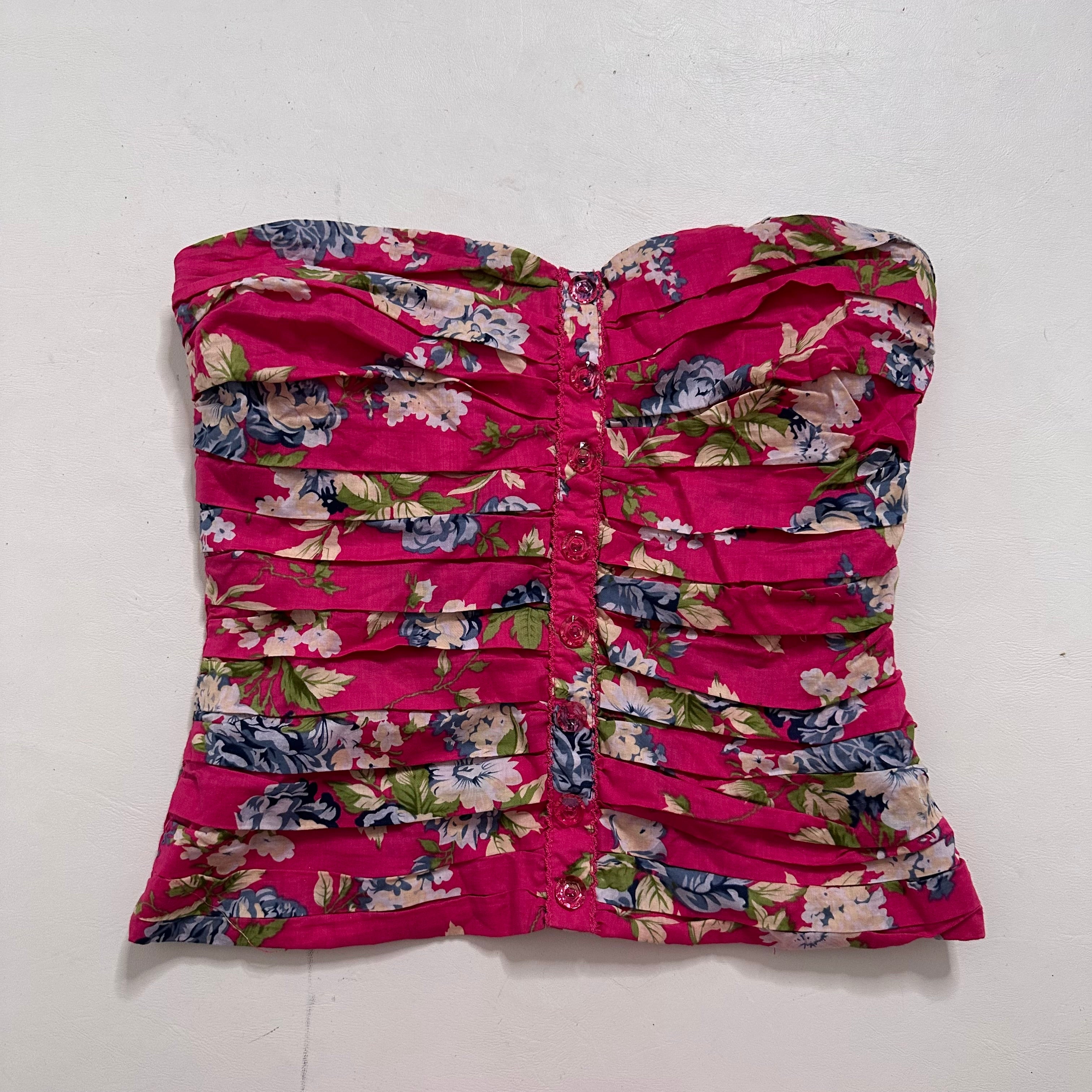 Jane Norman strapless ruched floral corset