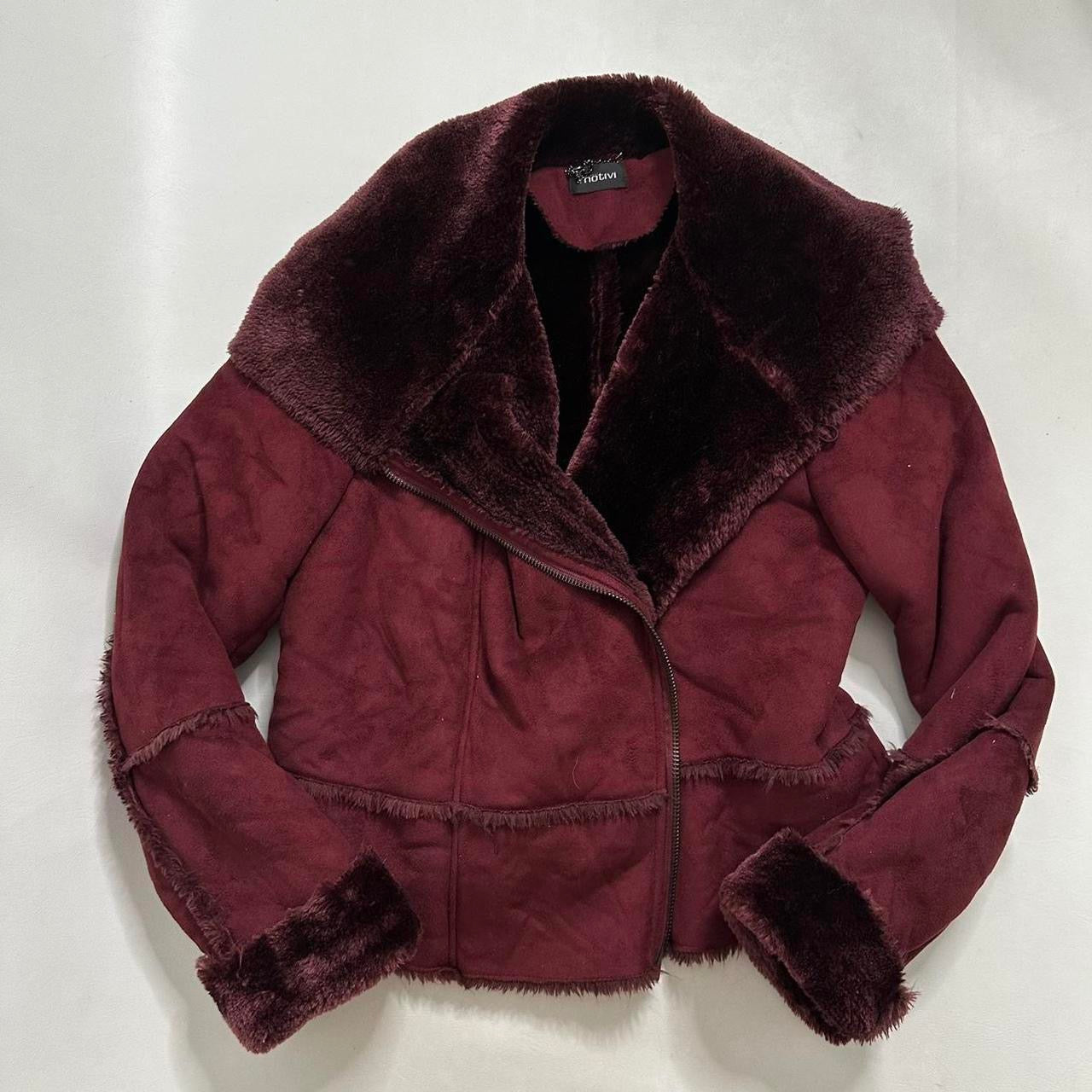 Italian Vintage burgundy fur Afghan jacket