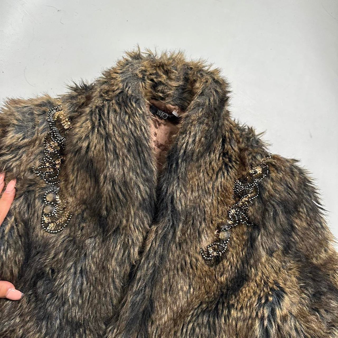 Brown sequin fur jacket