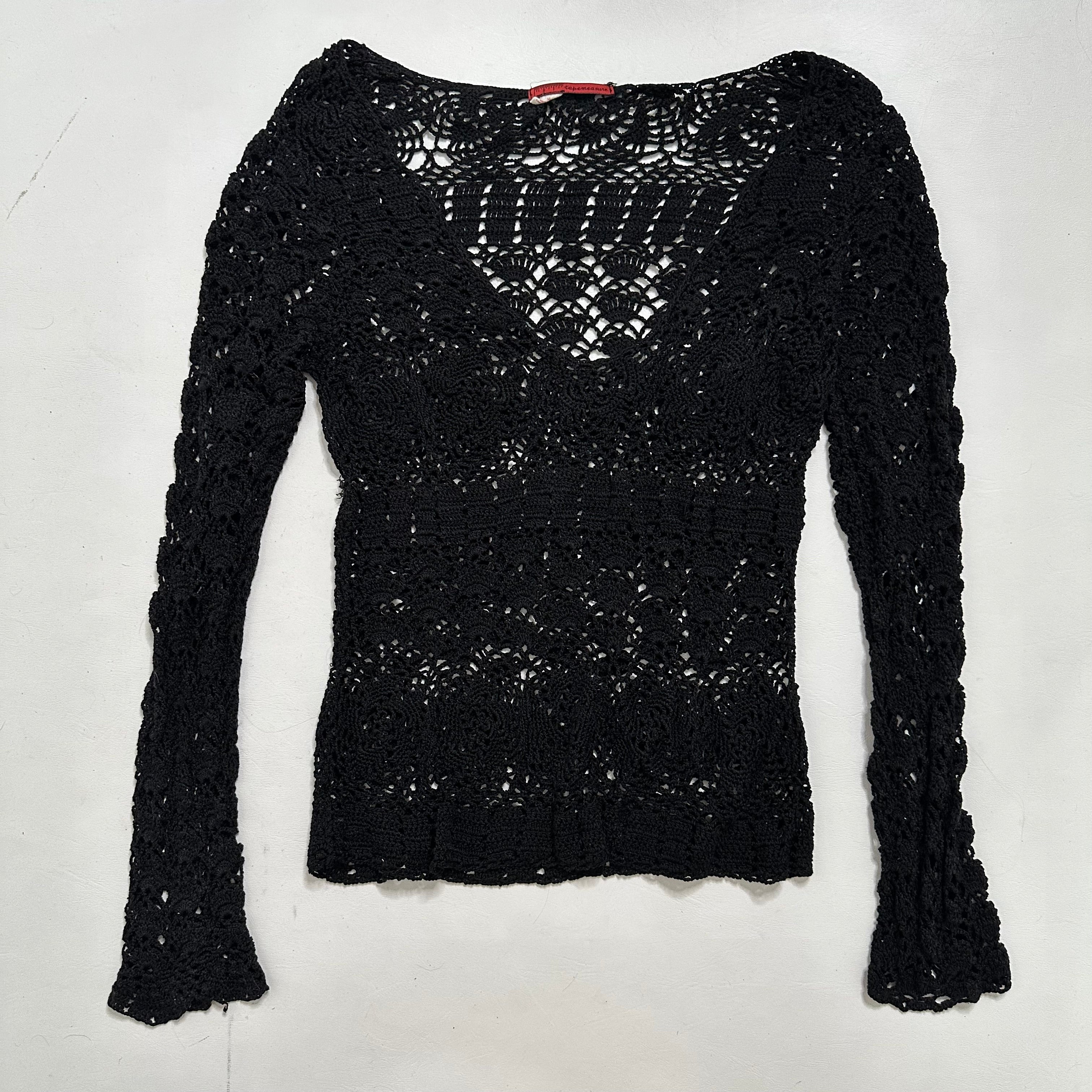 Black crochet knit top
