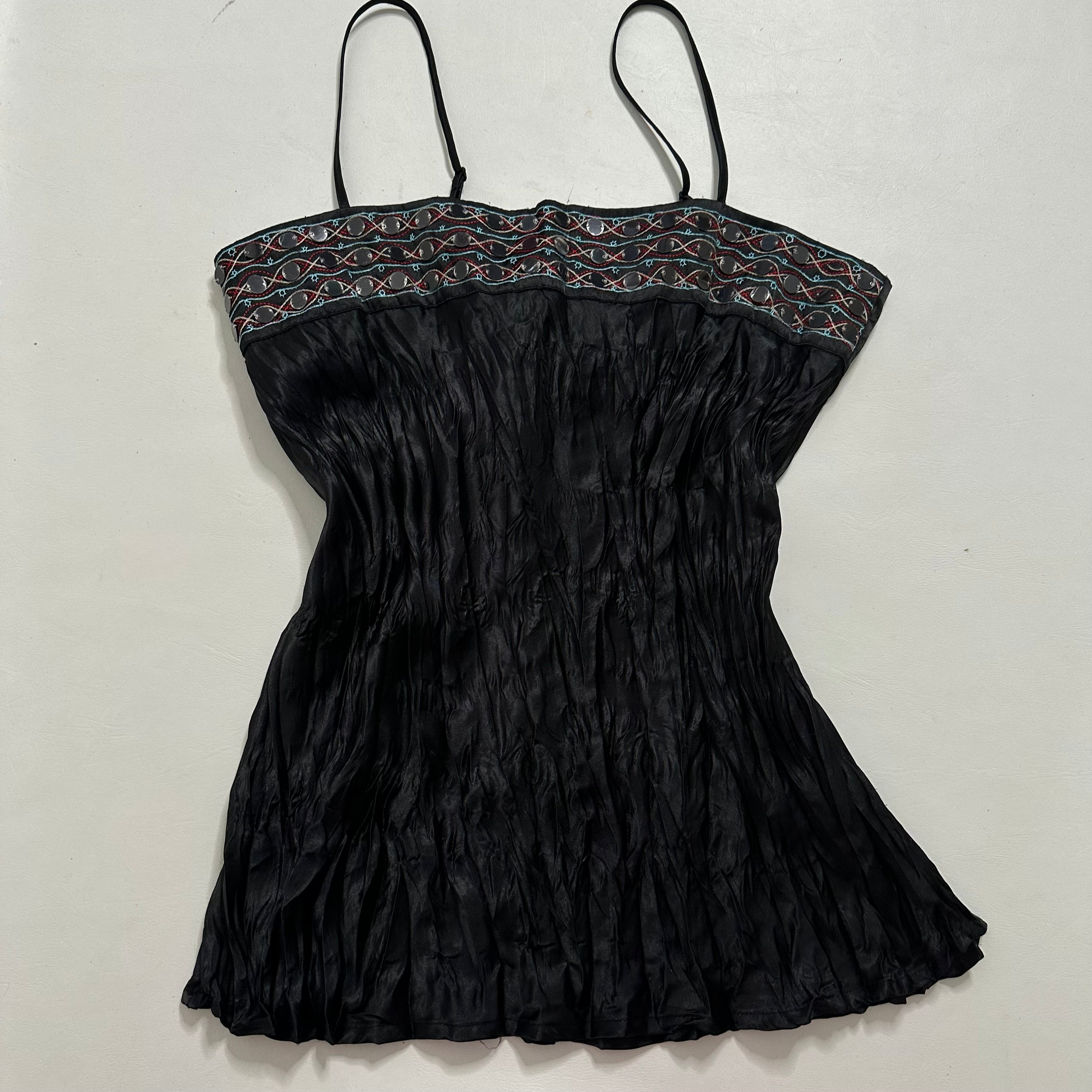 Satin sequin embellished top