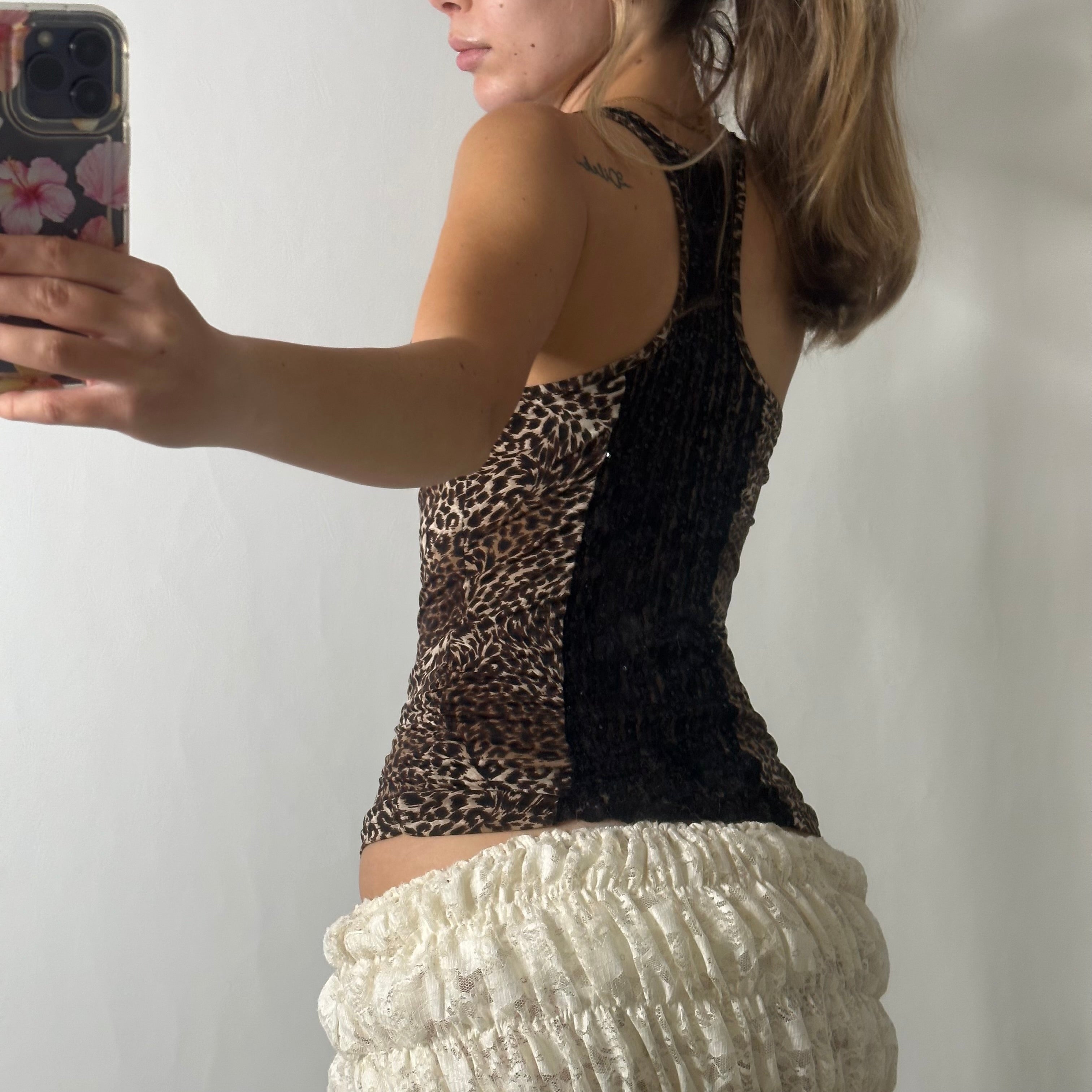 Cowl neck leopard top
