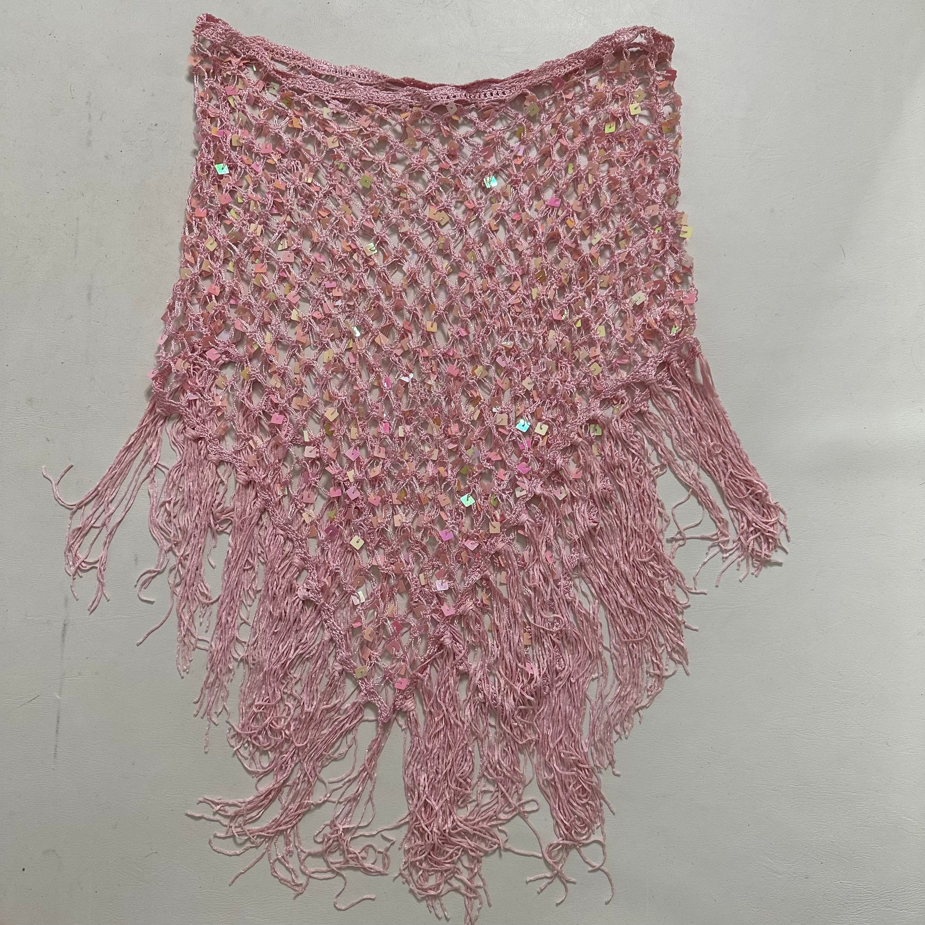 Pink sequin crochet skirt