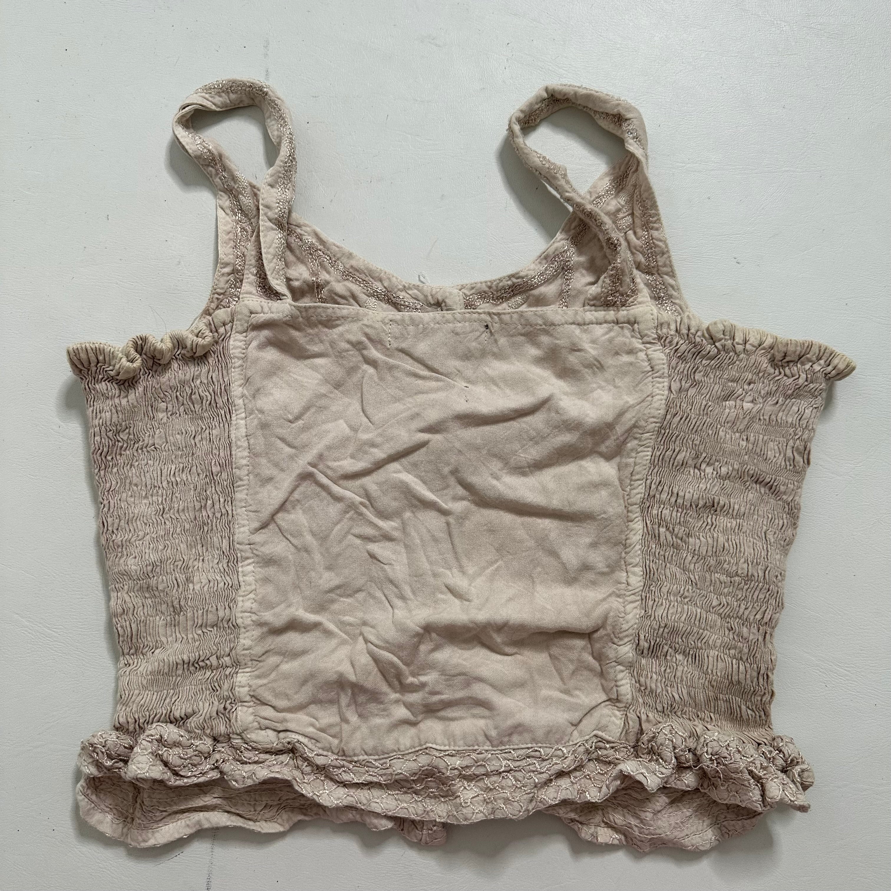 Linen sequin button up top