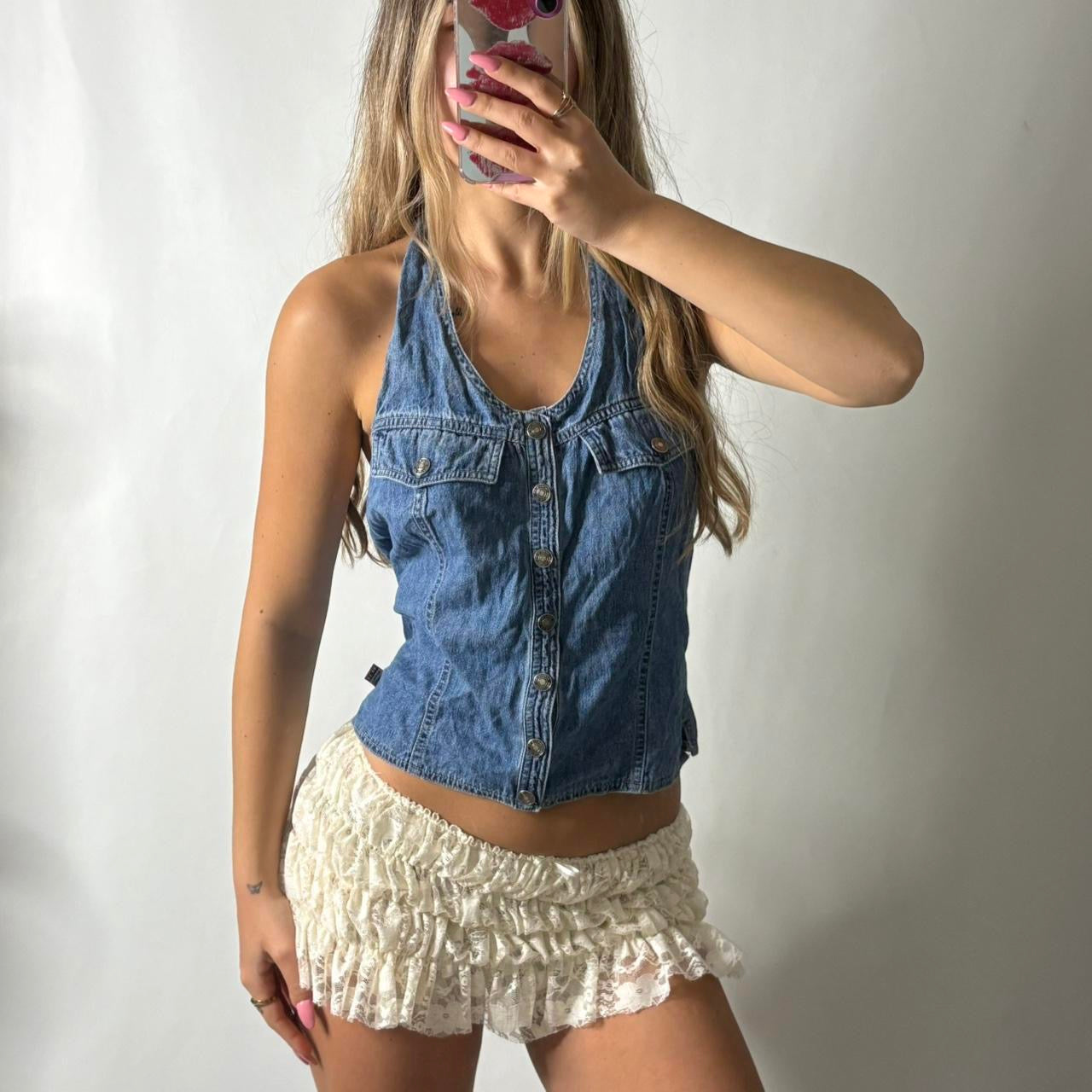 Denim halter top