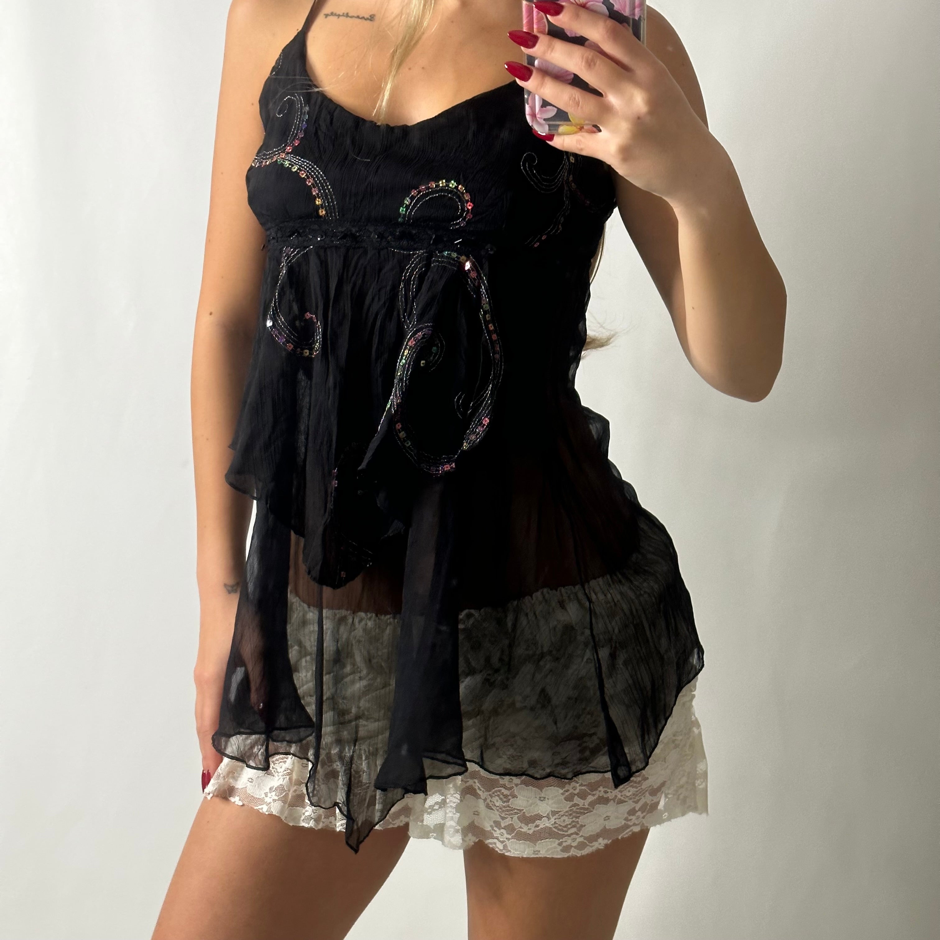 Mesh fairy beaded cami