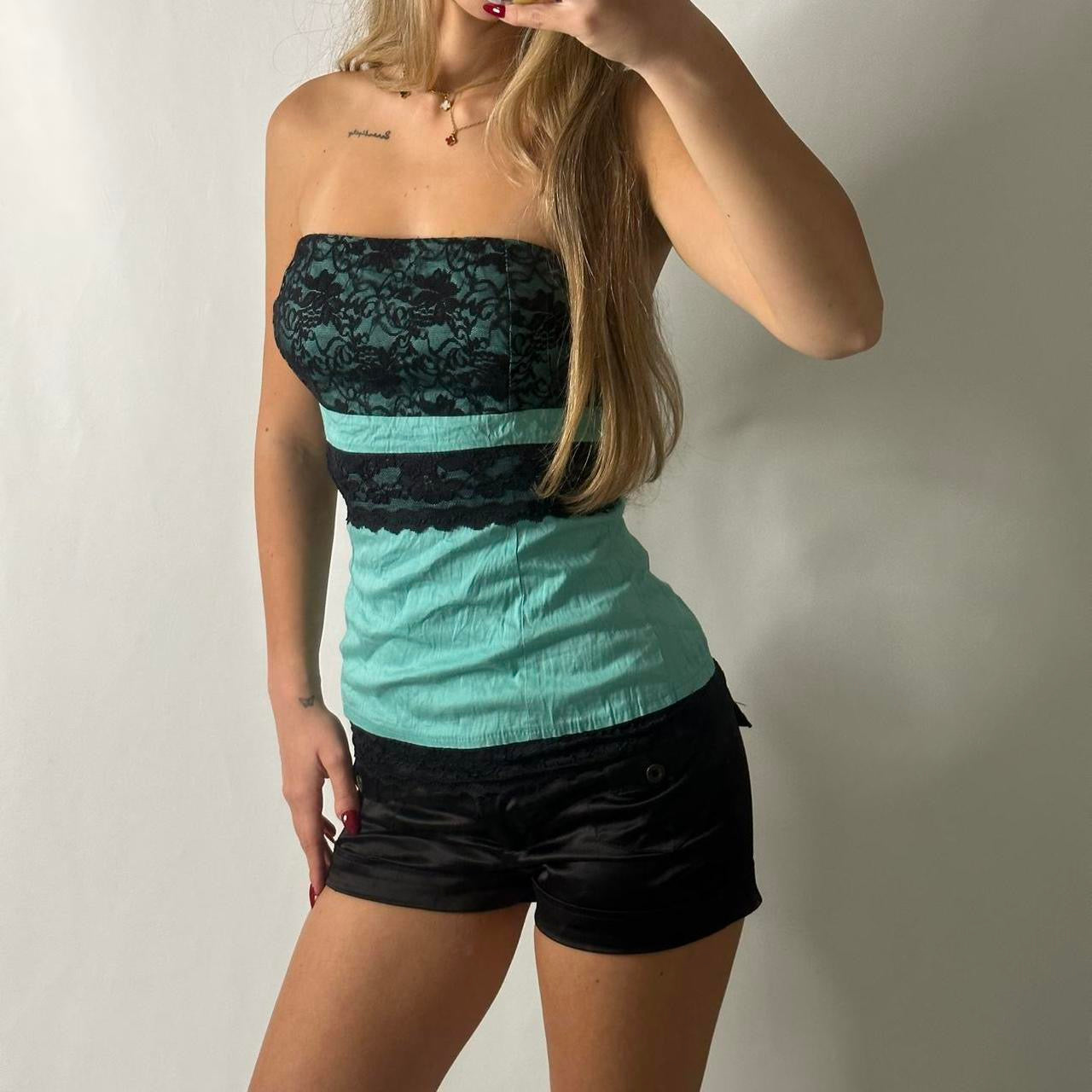 Italian vintage lace blue bandeau