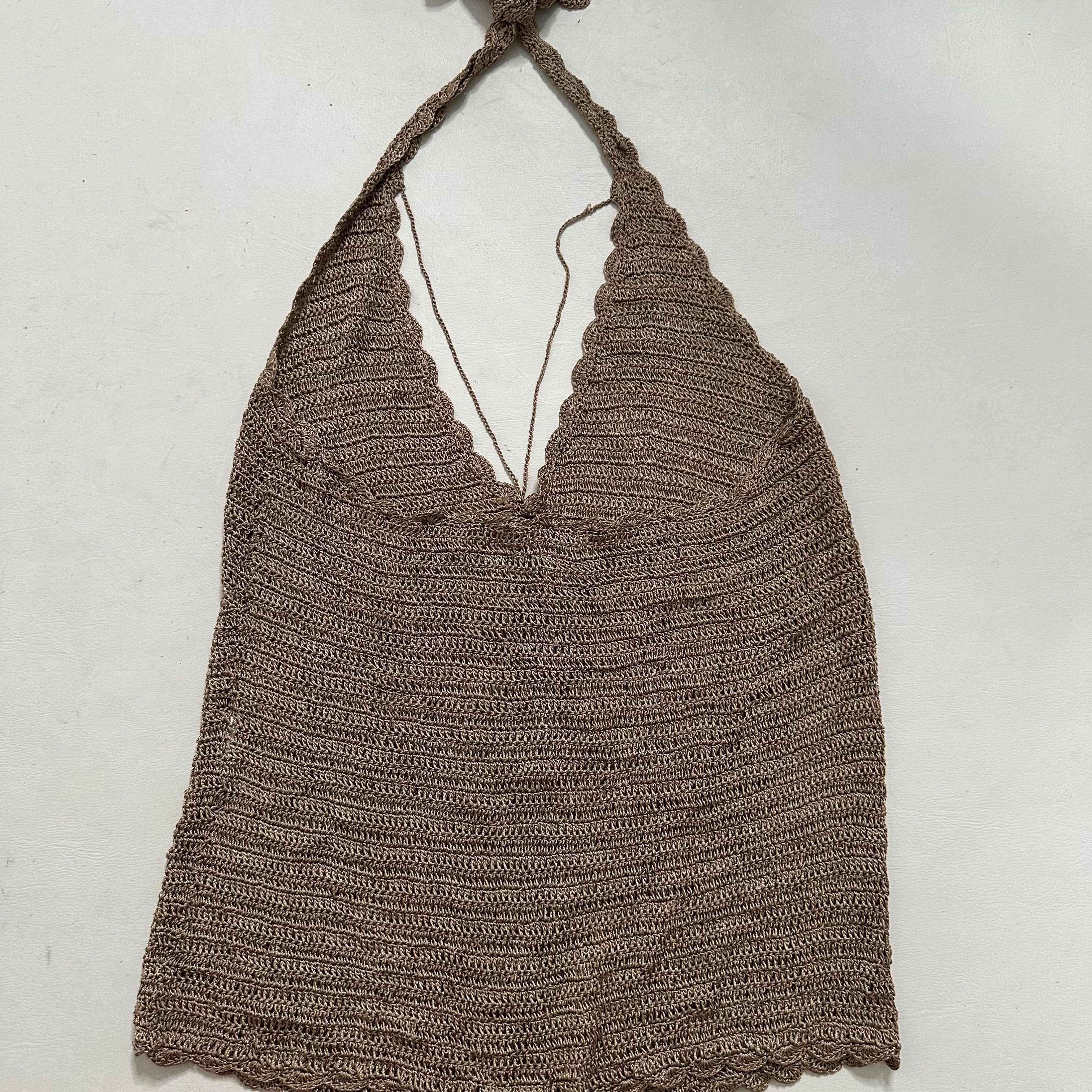 Brown crochet halter top