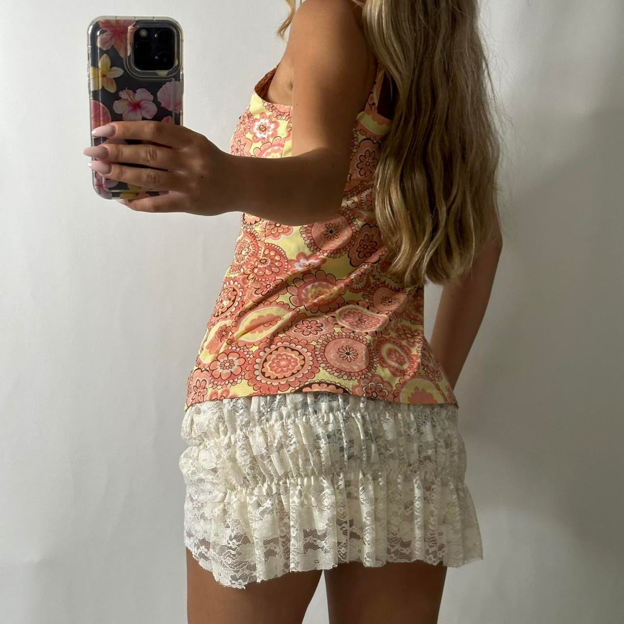 Yellow pink paisley cami