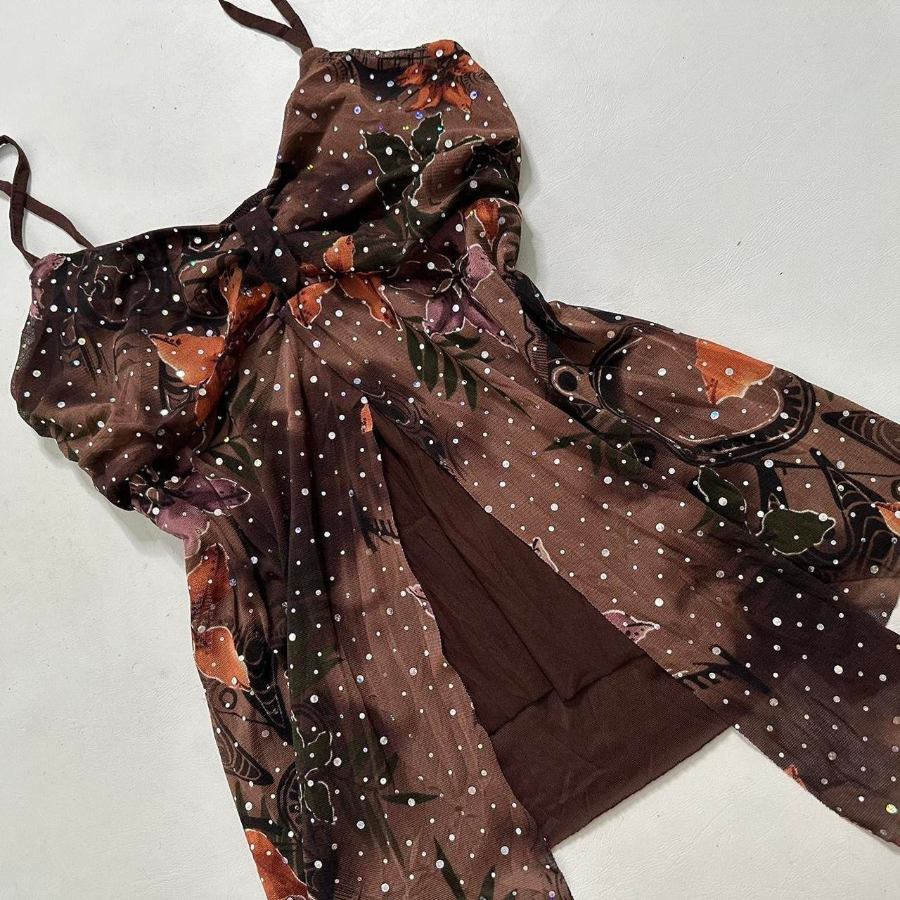 French vintage Made in France brown glittery cami