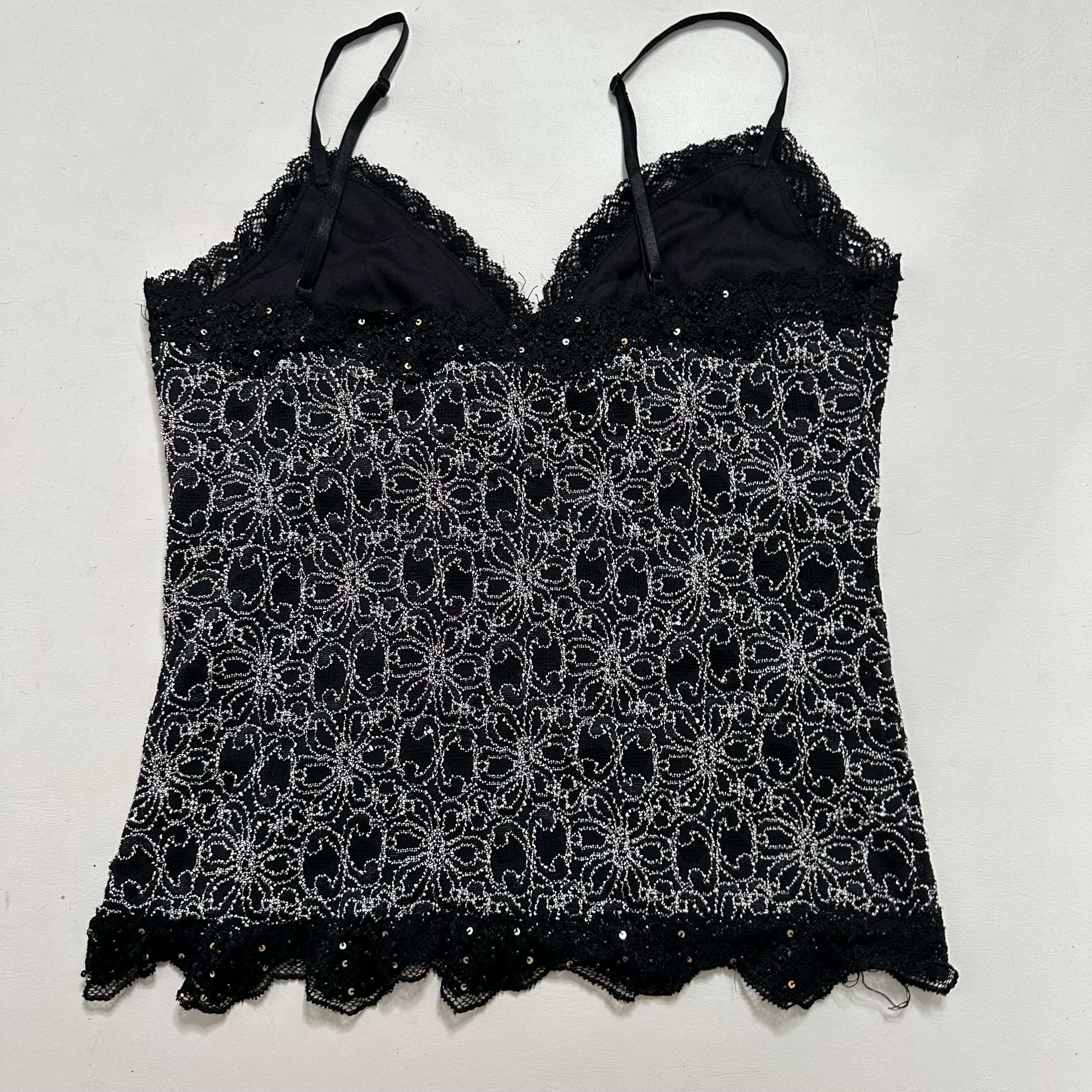 Sequin lace trim cami