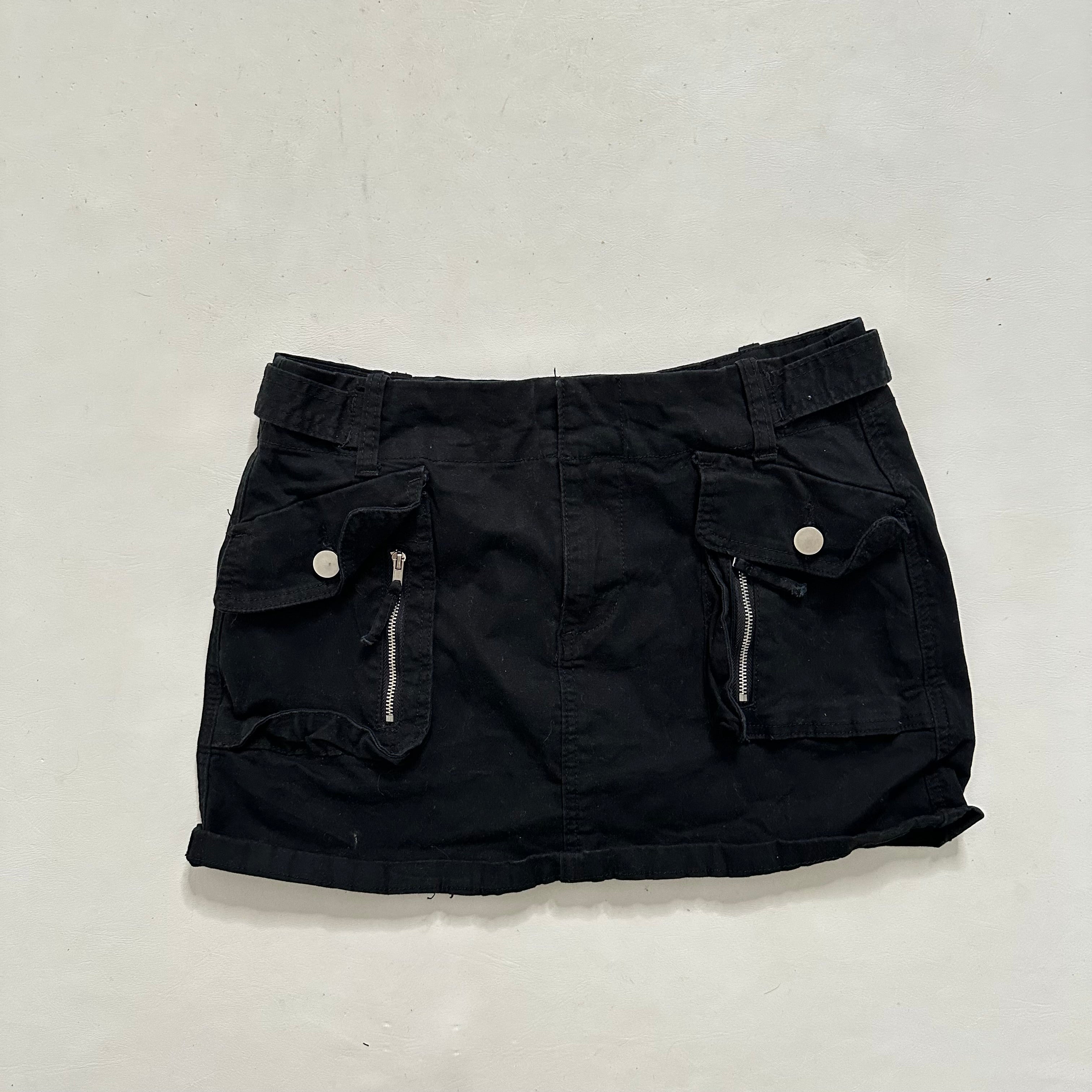 Black mini cargo skirt