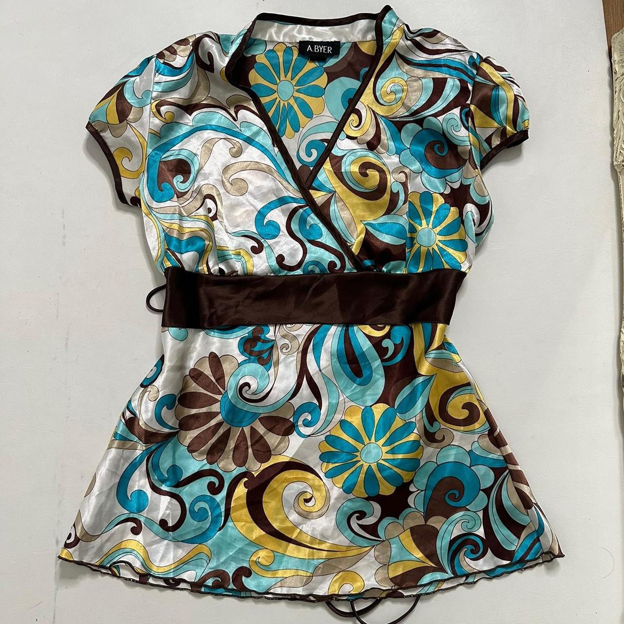 Satin top with tie waist