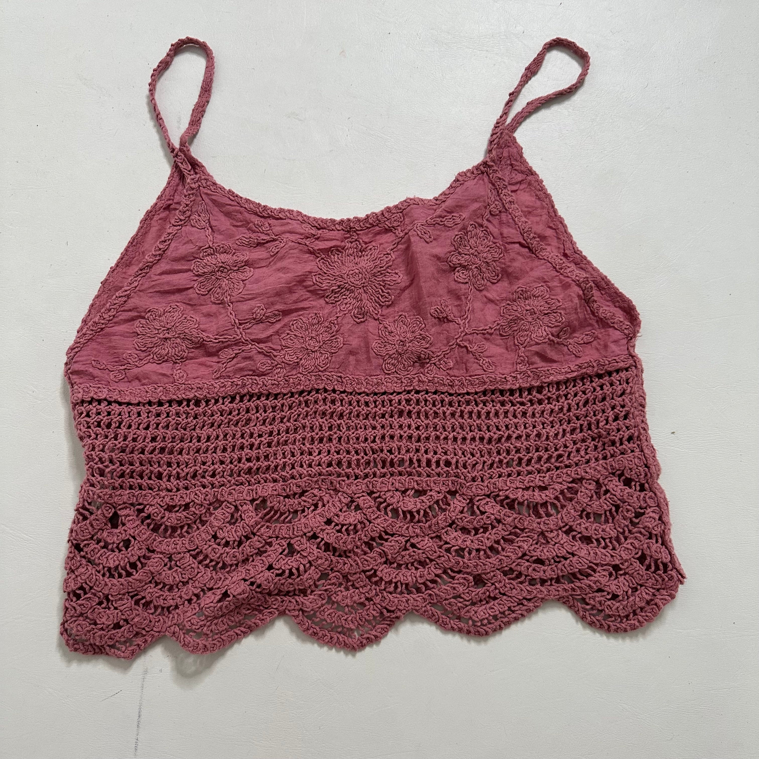Crochet pink cami top